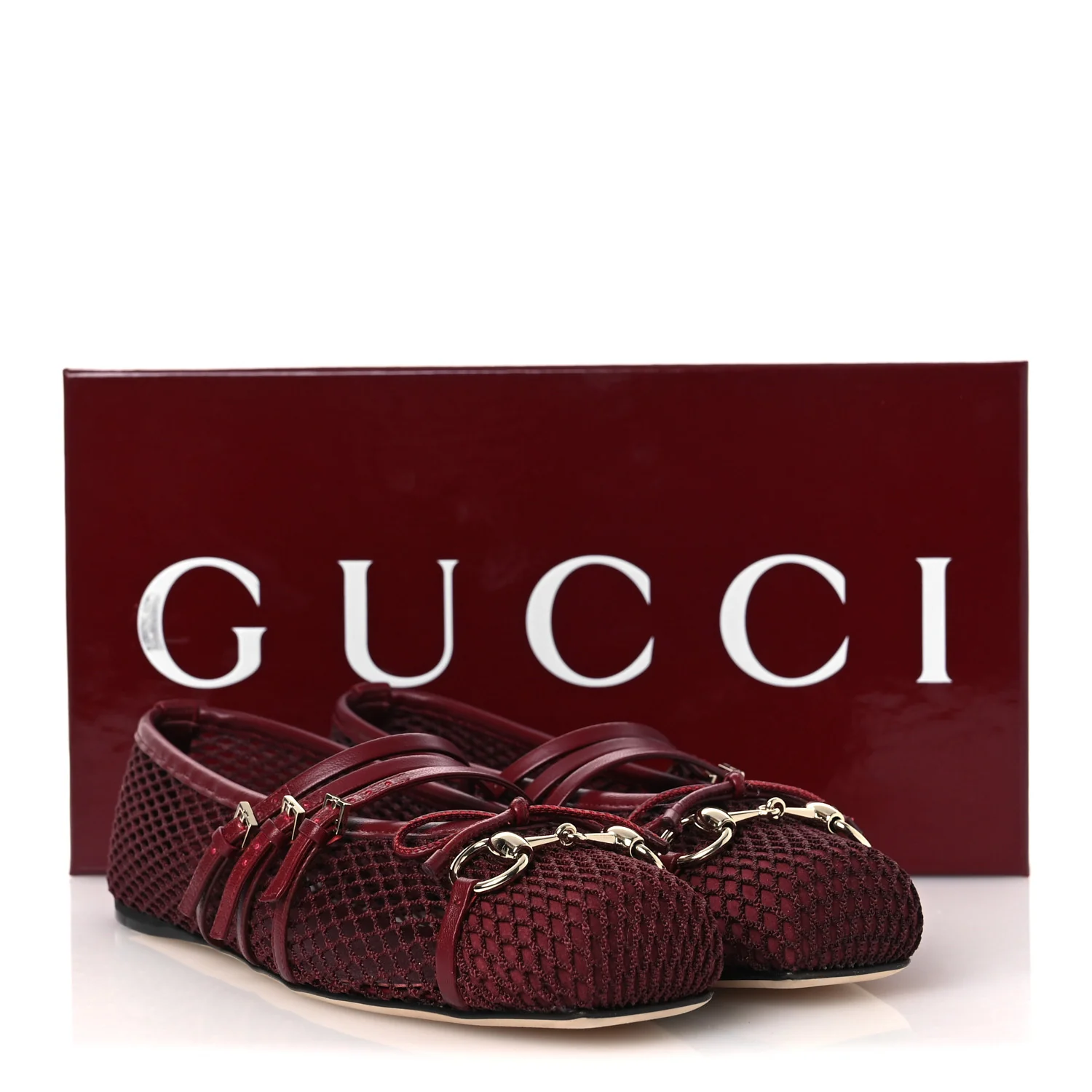 Video Net Nappa Horsebit Ballerina Flats 38 Rosso Ancora - Image 10