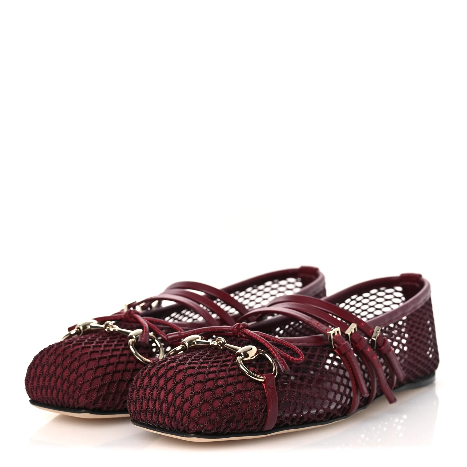Video Net Nappa Horsebit Ballerina Flats 38 Rosso Ancora - Image 4