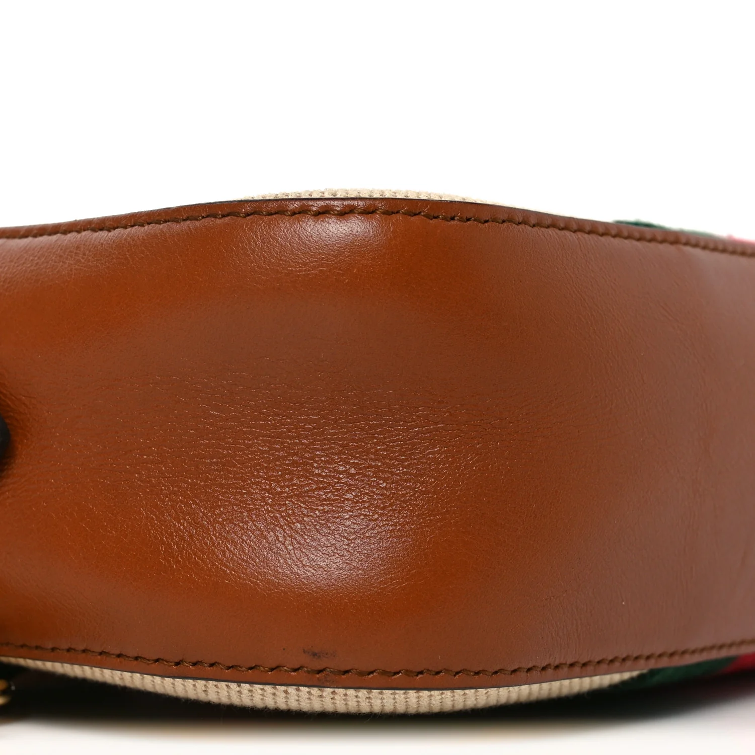 Vintage Canvas Web Shoulder Bag Sand Cuir - Image 9
