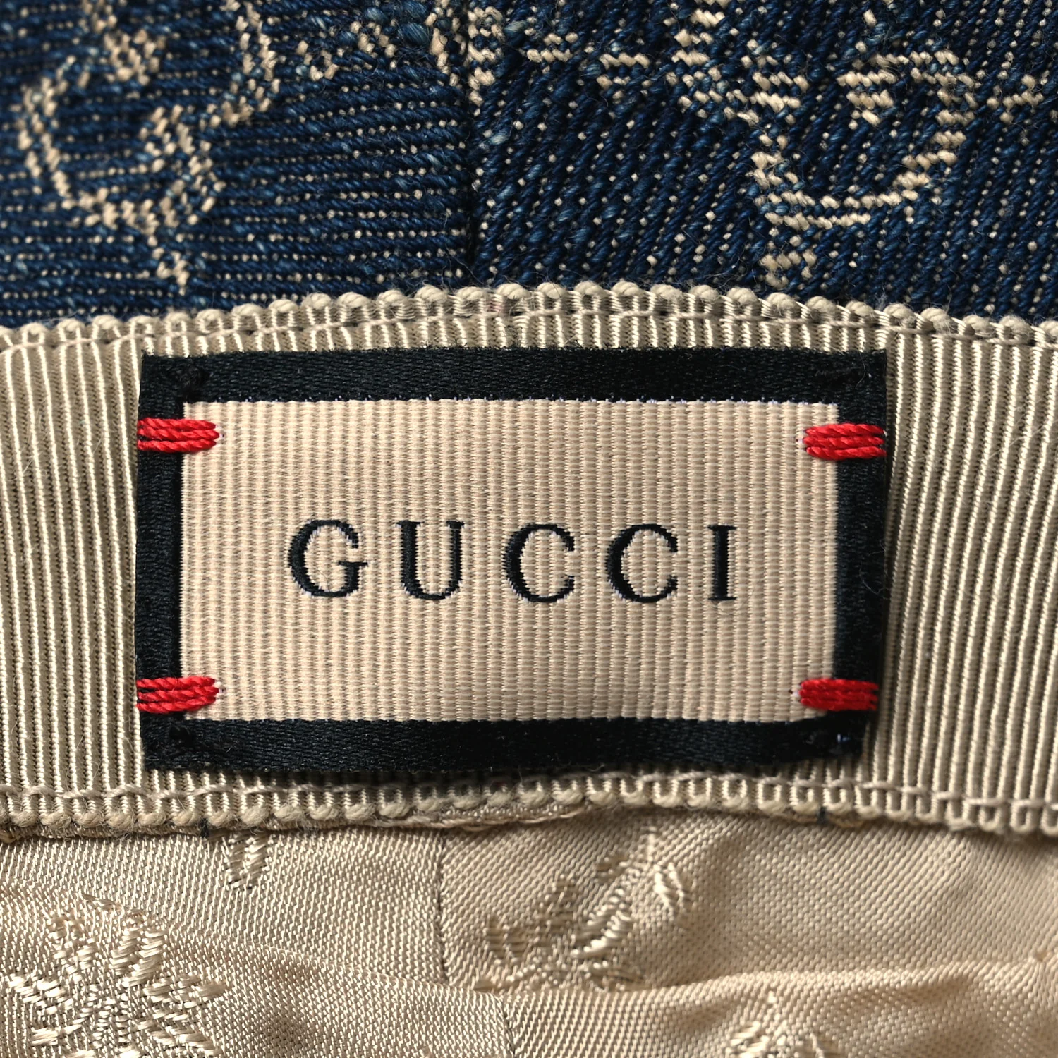 Washed Jacquard Denim Nappa GG Monogram Oscar Bucket Hat XL Denim Cuir - Image 8