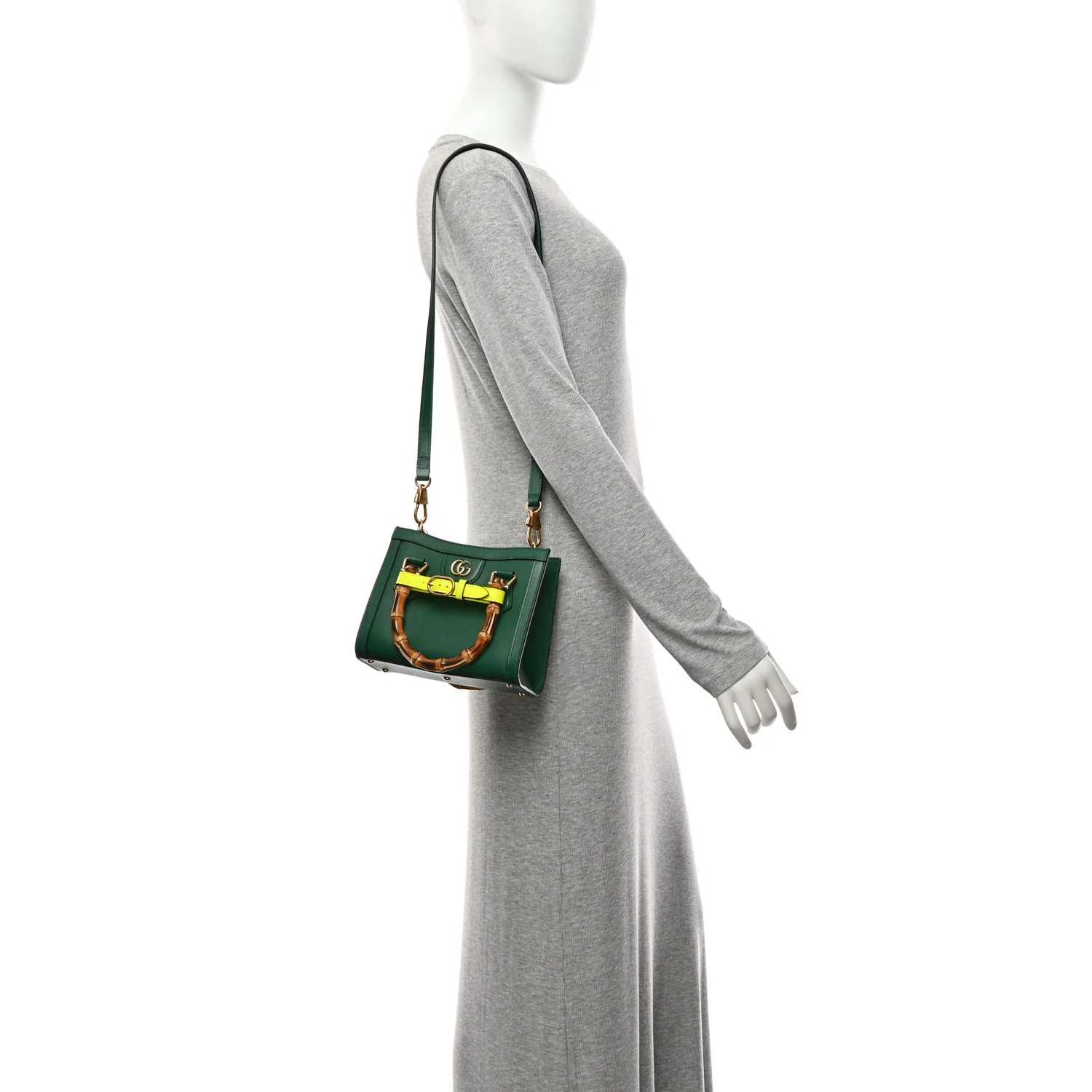 Wonka Grain Calfskin Mini Diana Tote Bag Green Yellow Fluo - Image 2