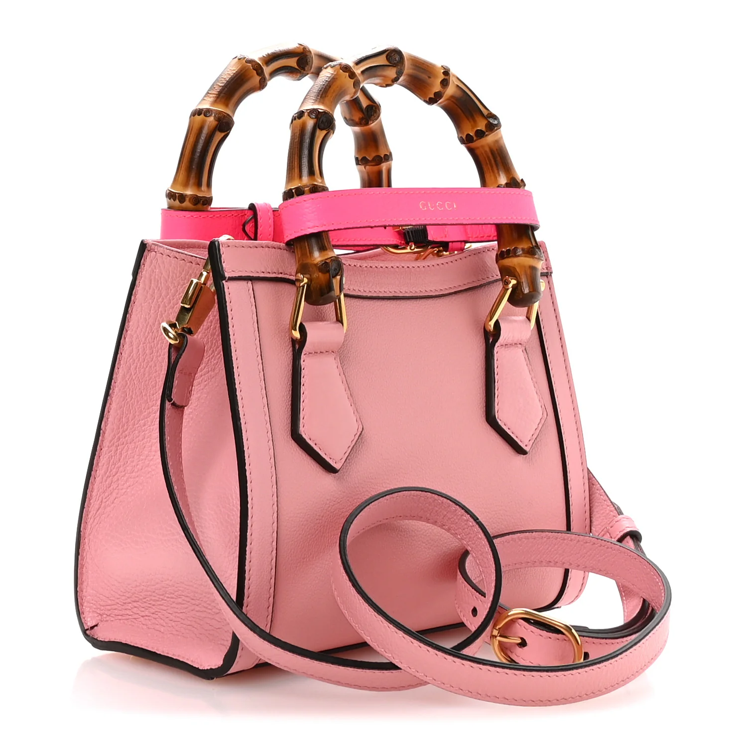 Wonka Grain Calfskin Mini Diana Tote Bag Wild Rose Fuxia Fluo - Image 2