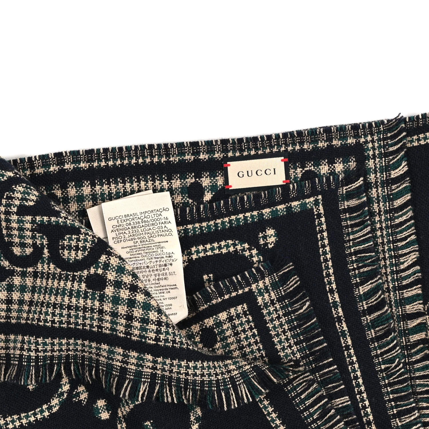 Wool Check GG Monogram Scarf Black Multicolor - Image 3