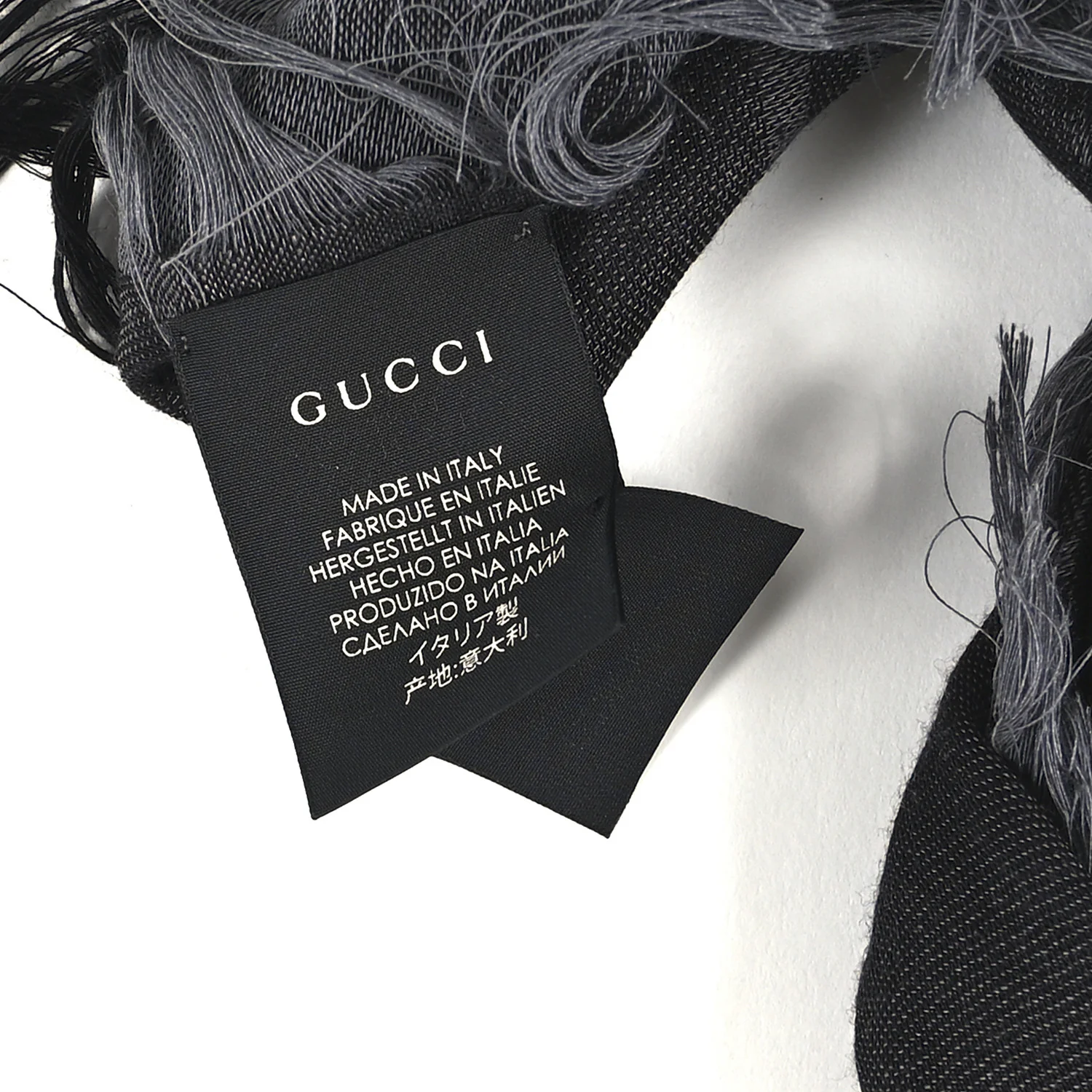 Wool Silk GG Monogram Diamante Plaid Surviee Shawl Graphite Black - Image 6