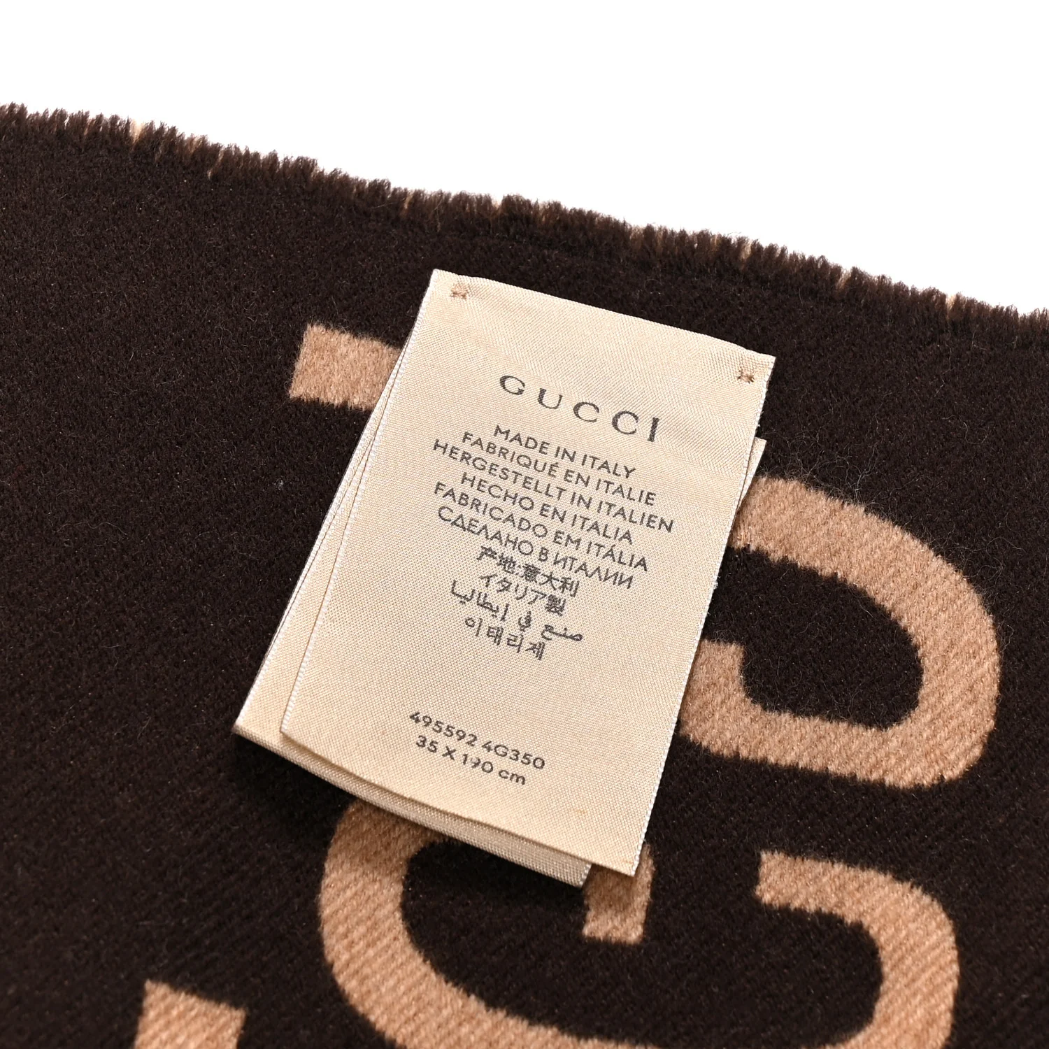 Wool Silk Monogram Jumbo GG Freedom Scarf Dark Brown Beige - Image 4