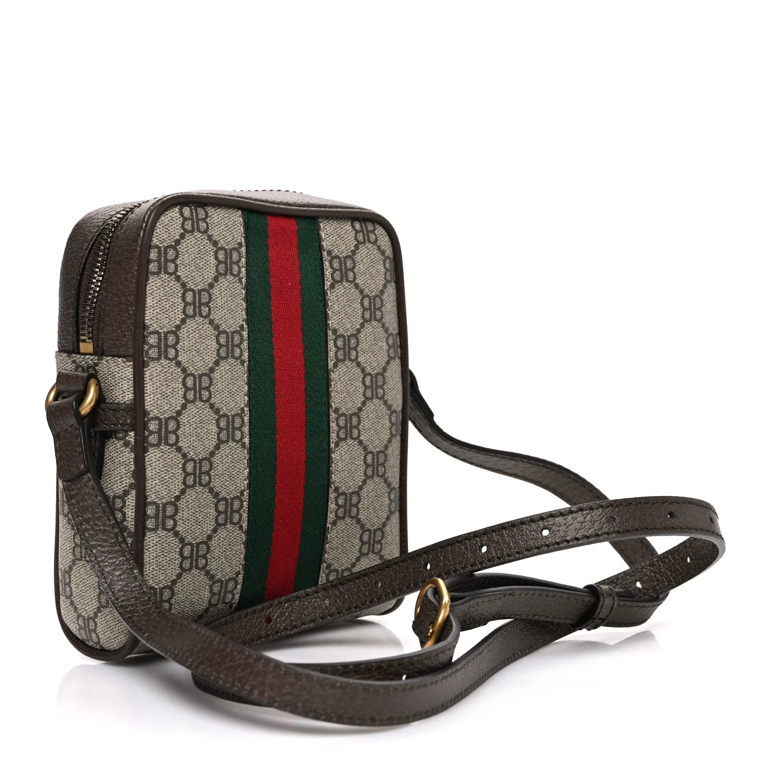 X BALENCIAGA BB Supreme Monogram Web Mini Ophidia Messenger Beige New Acero - Image 3