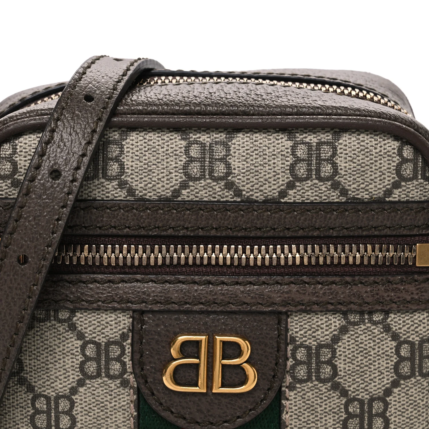 X BALENCIAGA BB Supreme Monogram Web Mini Ophidia Messenger Beige New Acero - Image 8