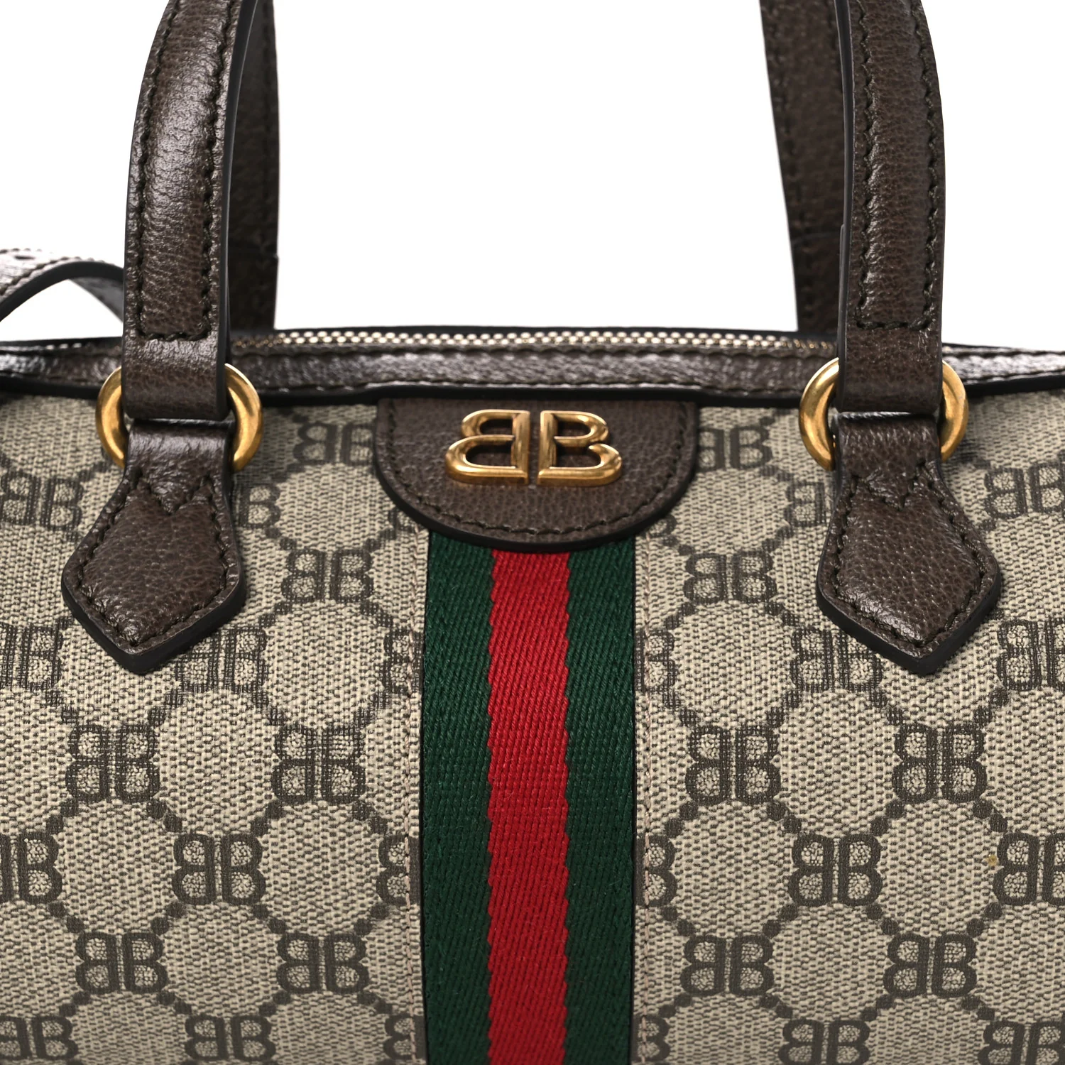 X BALENCIAGA BB Supreme Monogram Web Small Ophidia Boston Bag Beige New Acero - Image 15