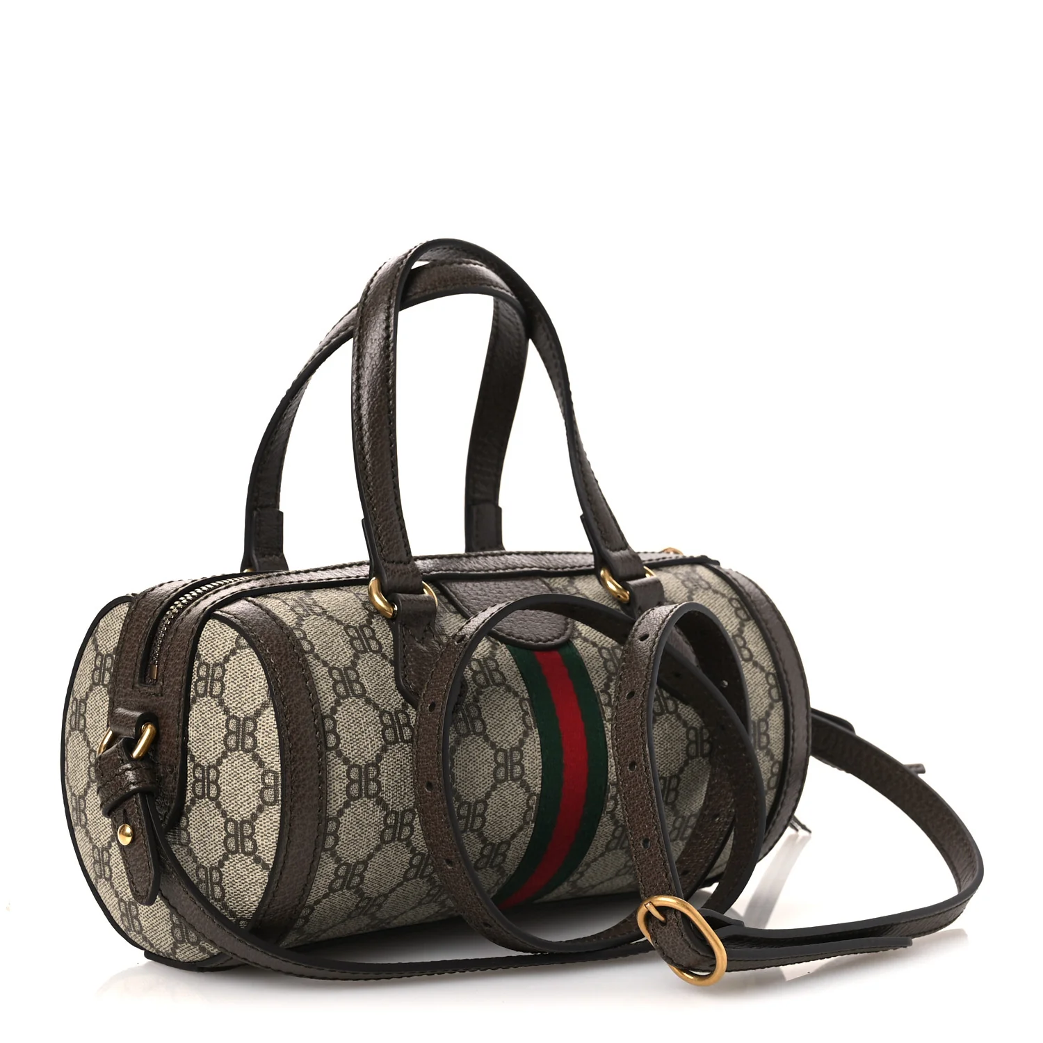 X BALENCIAGA BB Supreme Monogram Web Small Ophidia Boston Bag Beige New Acero - Image 5