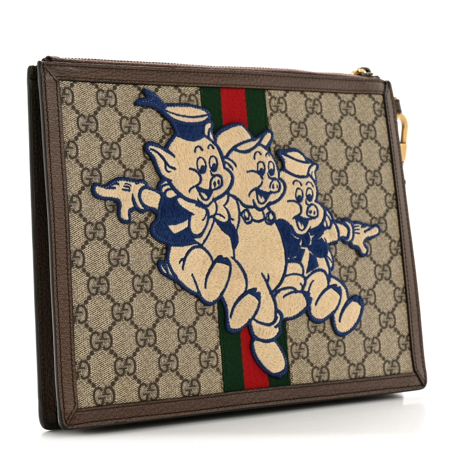 X DISNEY GG Supreme Monogram Web Three Little Pigs Ophidia Documents Holder Beige New Acero - Image 3