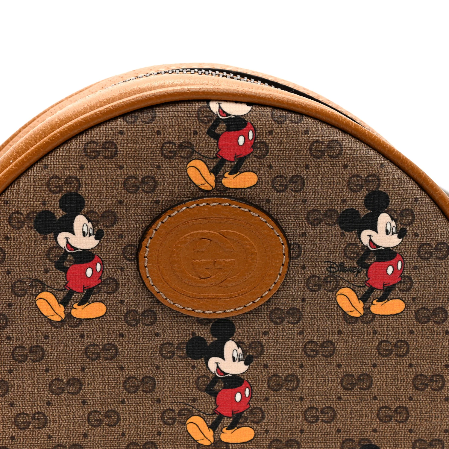 X DISNEY Mini Vintage GG Supreme Monogram Mickey Mouse Round Backpack Beige Vintage Sun Oil - Image 4