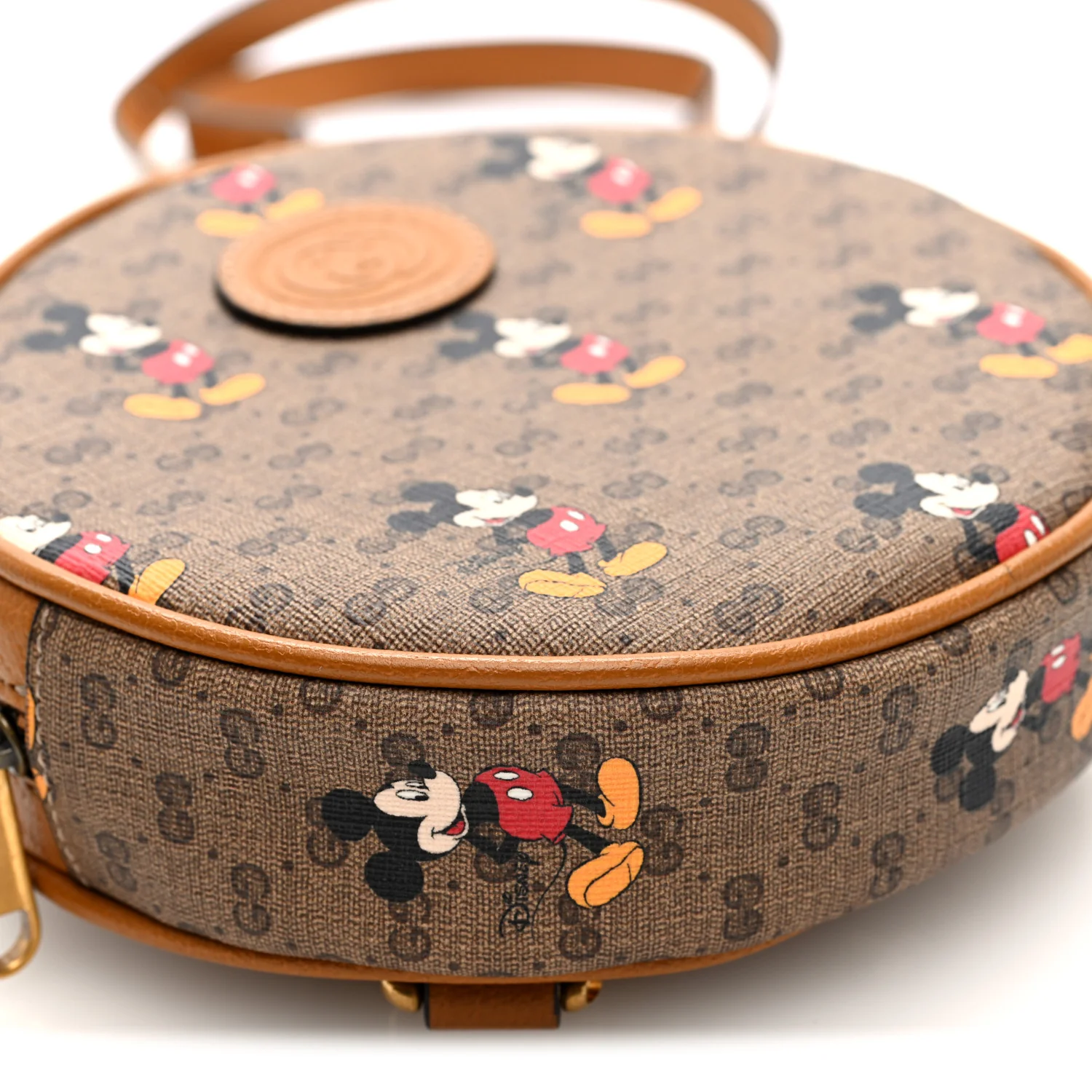 X DISNEY Mini Vintage GG Supreme Monogram Mickey Mouse Round Backpack Beige Vintage Sun Oil - Image 8