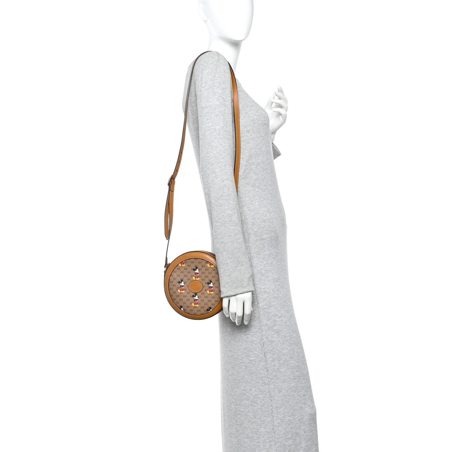 X DISNEY Mini Vintage GG Supreme Monogram Mickey Mouse Round Shoulder Bag Beige Vintage Sun Oil - Image 2