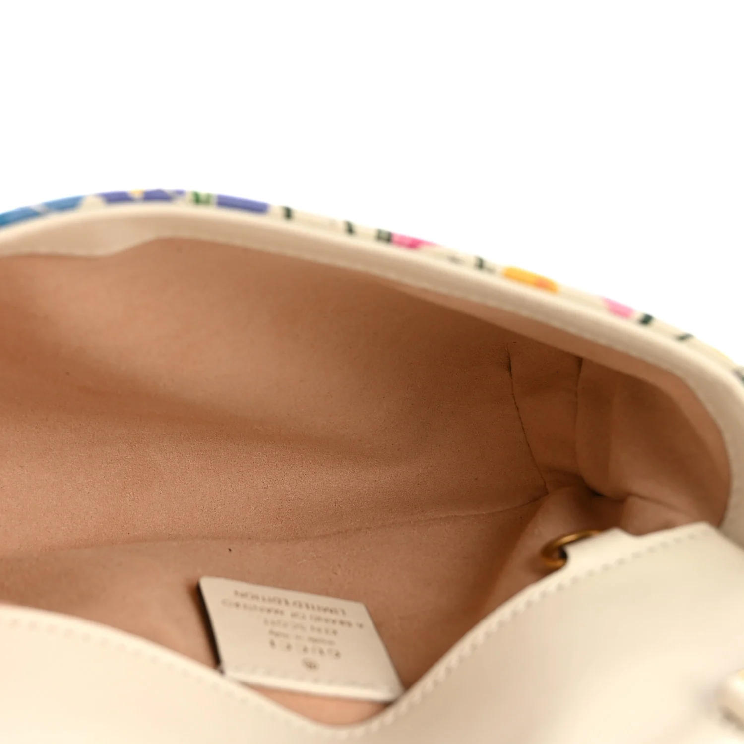 X KEN SCOTT Calfskin Matelasse Floral Print Super Mini GG Marmont Shoulder Bag Ivory Pink - Image 5