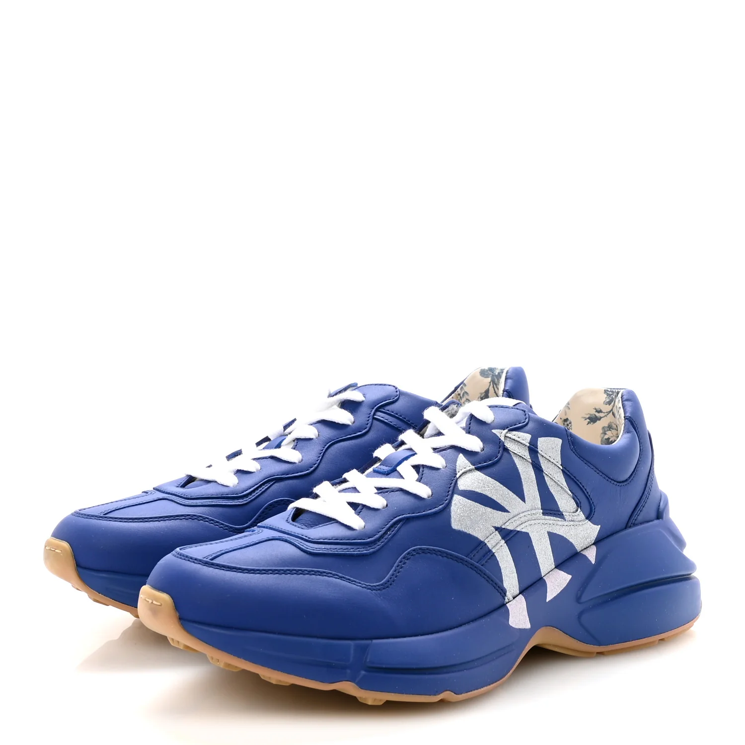 X MLB Calfskin NY Yankees Mens Rhyton Sneakers 8 Electric Blue - Image 4
