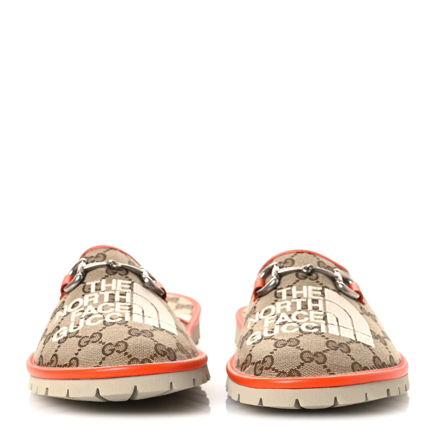 x NORTH FACE Canvas GG Monogram Clog Mules 10 Beige Mystic White Deep Orange - Image 3