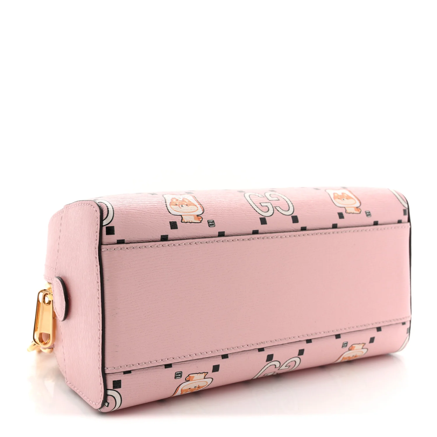 X PIKARAR Textured Dollar Calfskin Animal Print Mini Ophidia Top Handle Bowler Bag Pink Multicolor - Image 4