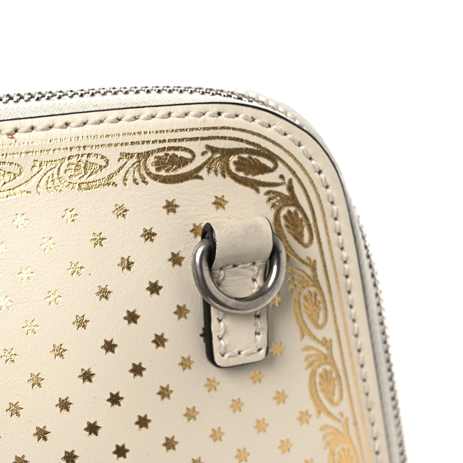X SEGA Calfskin GUCCY Stars Mini Dome Shoulder Bag Mystic White Gold - Image 14
