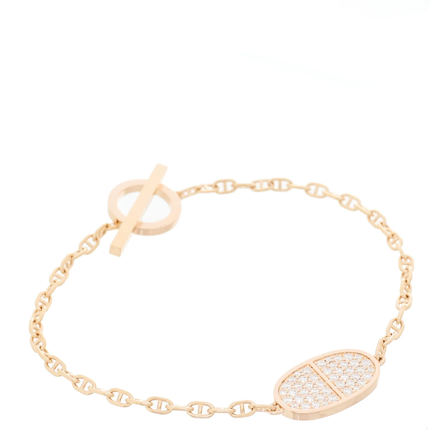 18K Rose Gold Diamond Chaine d'Ancre Verso Bracelet SH