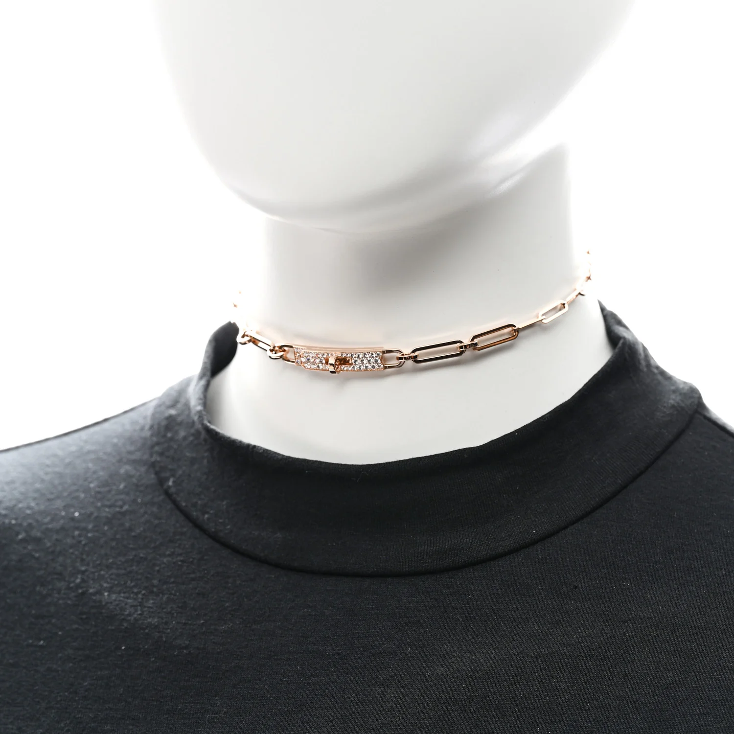 18K Rose Gold Diamond Pave Kelly Chaine Choker Necklace - Image 2