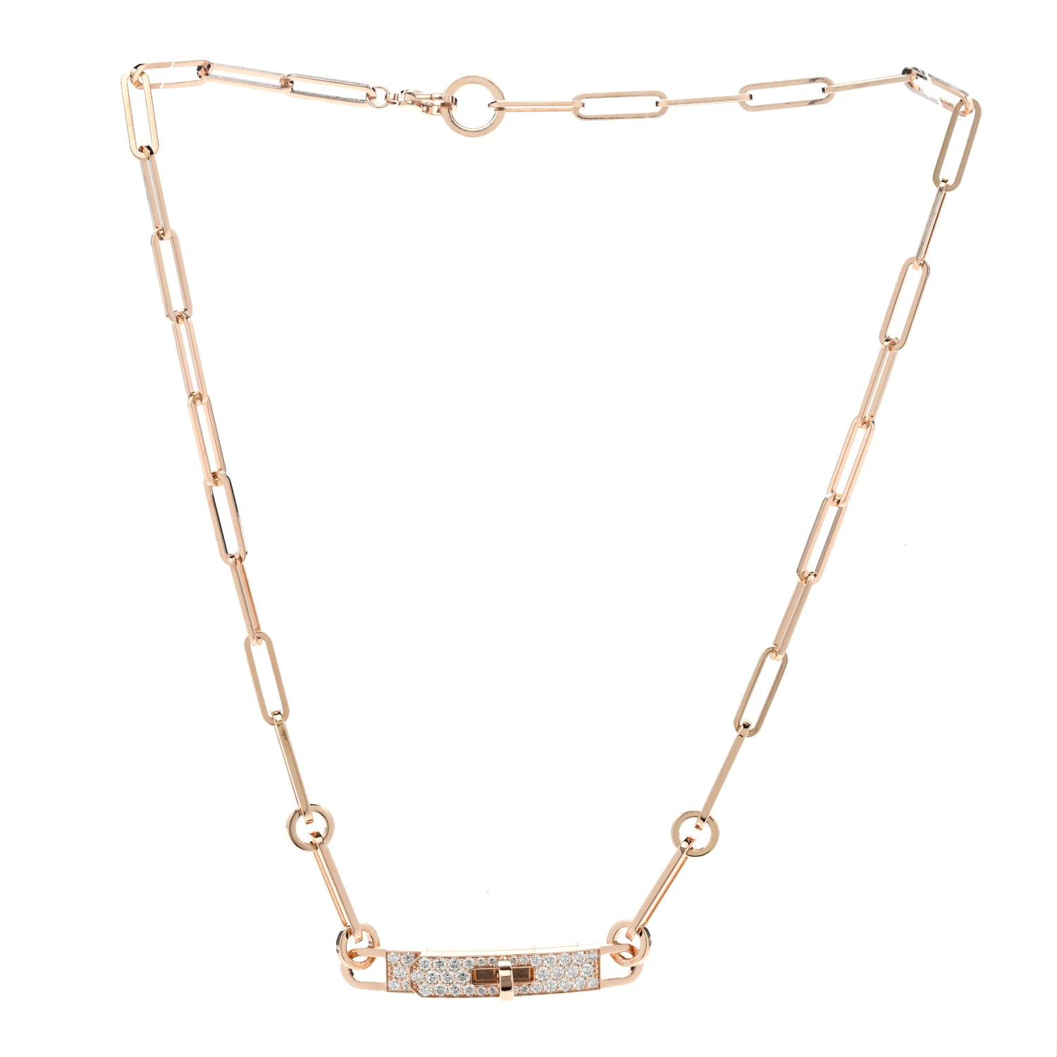 18K Rose Gold Diamond Pave Kelly Chaine Choker Necklace - Image 3
