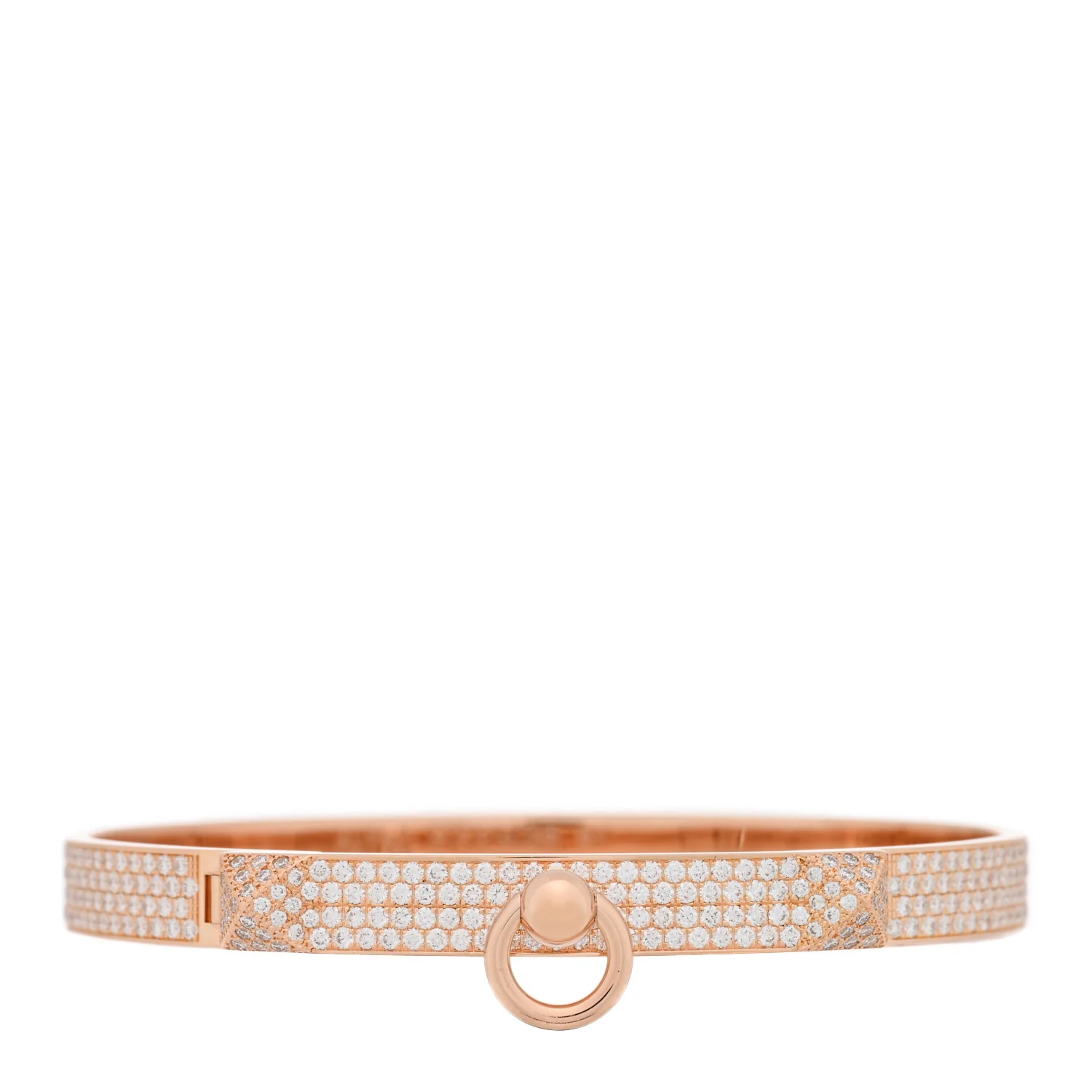 18K Rose Gold Diamond PM Collier De Chien Full Pave Bracelet SH
