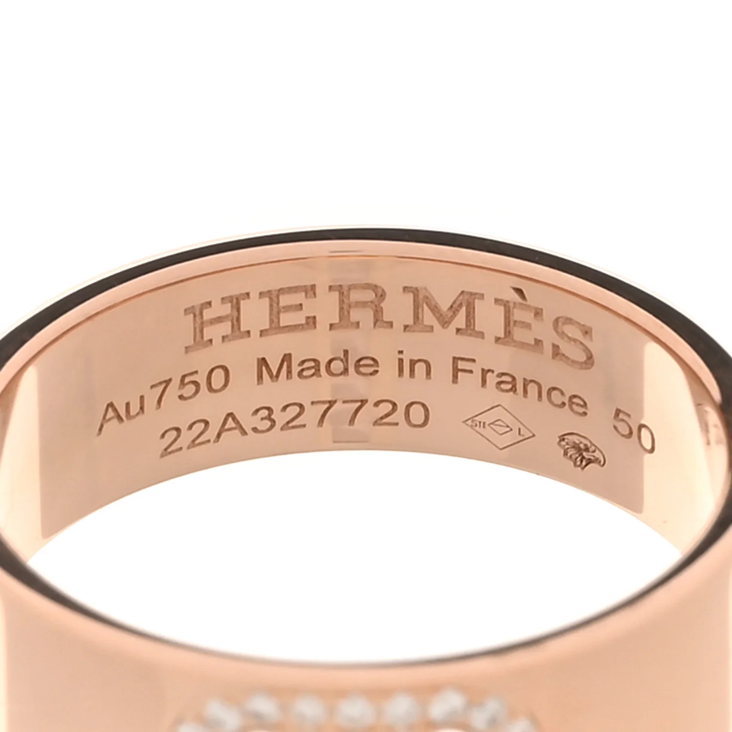 18K Rose Gold Diamond PM H D'Ancre Ring 50 5.5 - Image 4