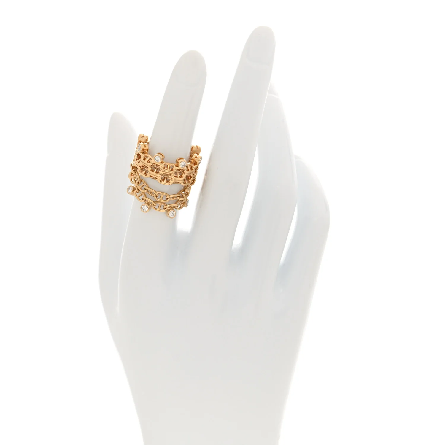 18K Yellow Gold Diamond GM Chaine d'Ancre Calypso Ring 55 7.25 - Image 2