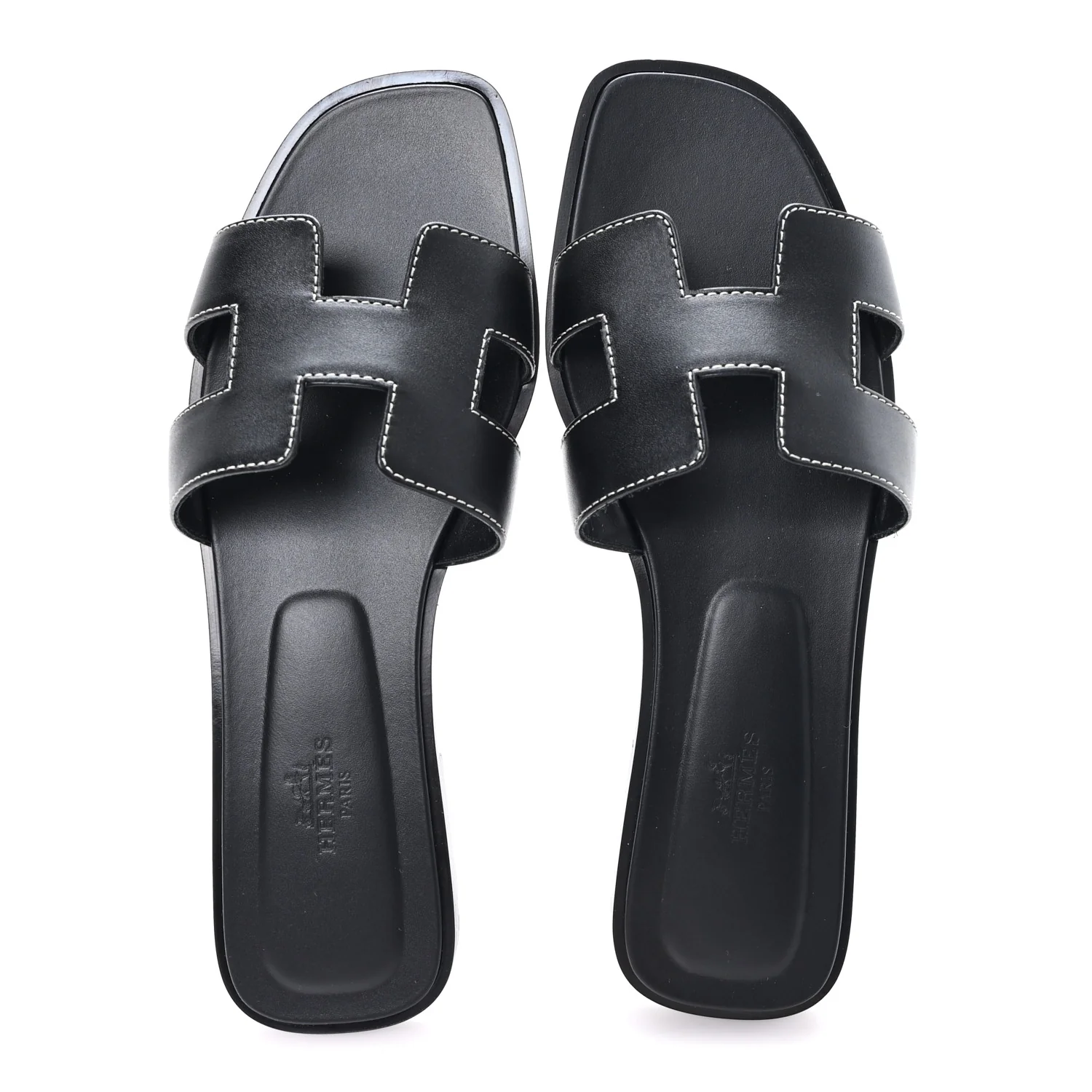 Box Calfskin Oran Sandals 38 Black - Image 2