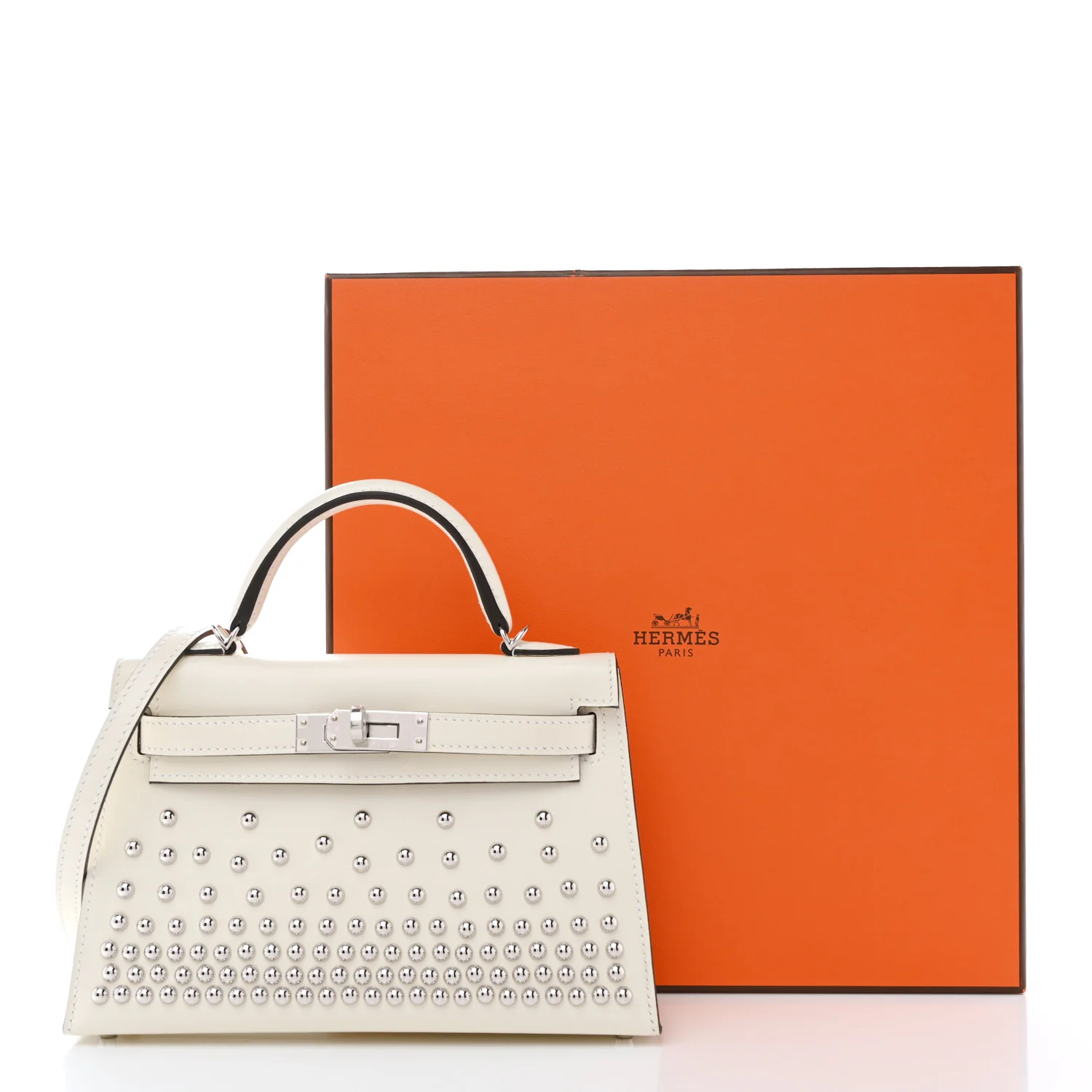 Box Studded Clouté Mini Kelly Sellier 20 Cream - Image 9