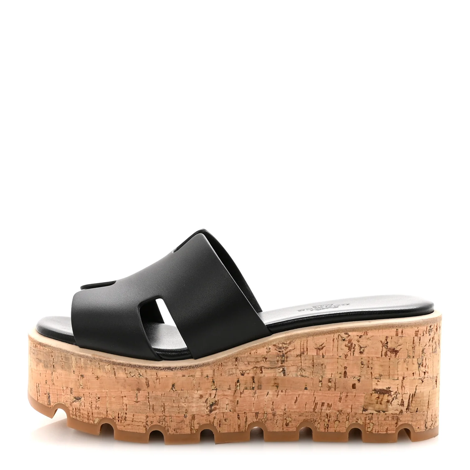 Calfskin Cork Eze 30 Sandals 35 Black