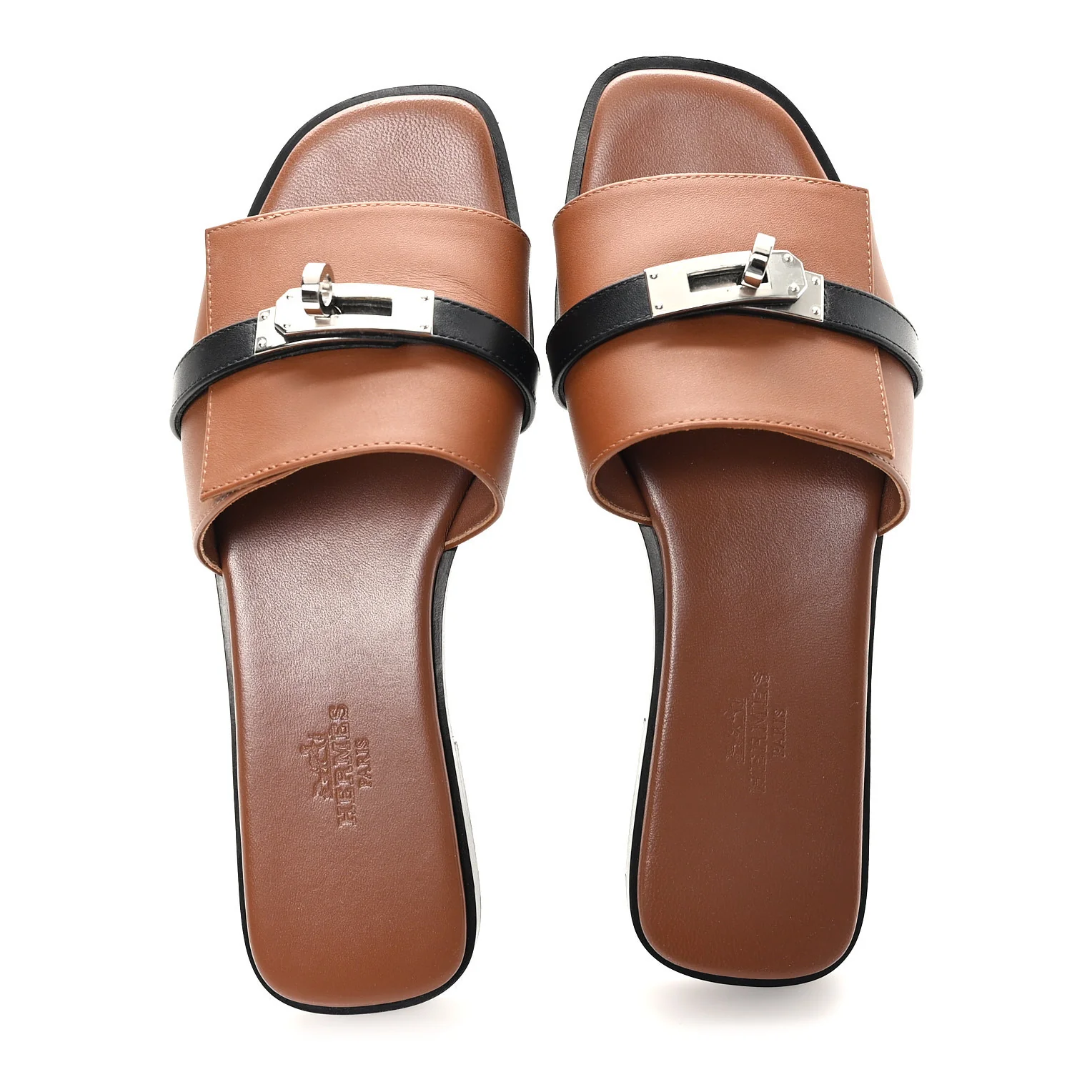 Calfskin Giulia Sandals 36 Naturel Black - Image 2