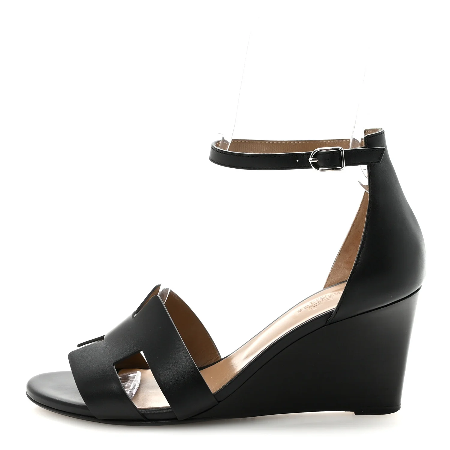 Calfskin Legend Wedge Sandals 39.5 Black