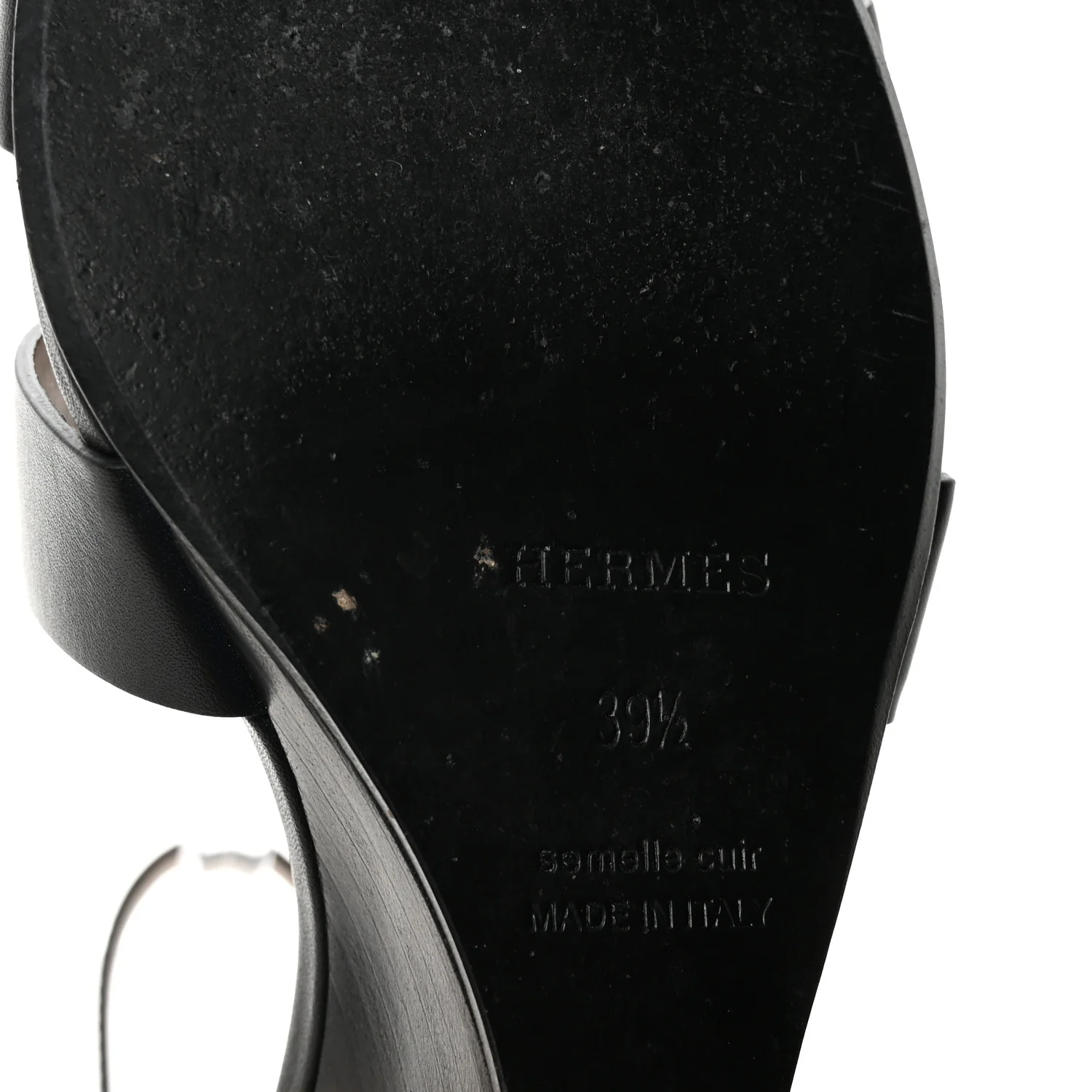 Calfskin Legend Wedge Sandals 39.5 Black - Image 7