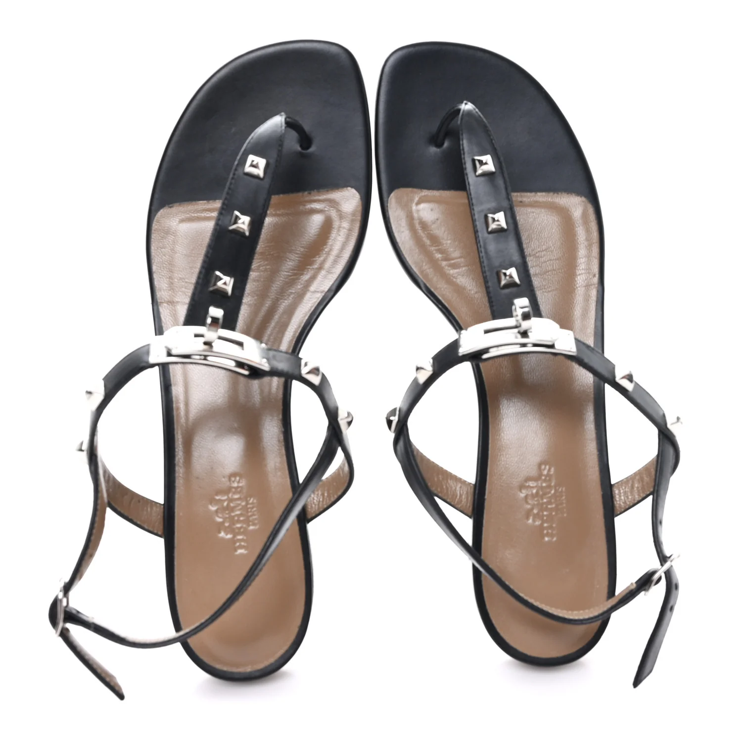 Calfskin Studded Olivia Sandals 39 Black - Image 2