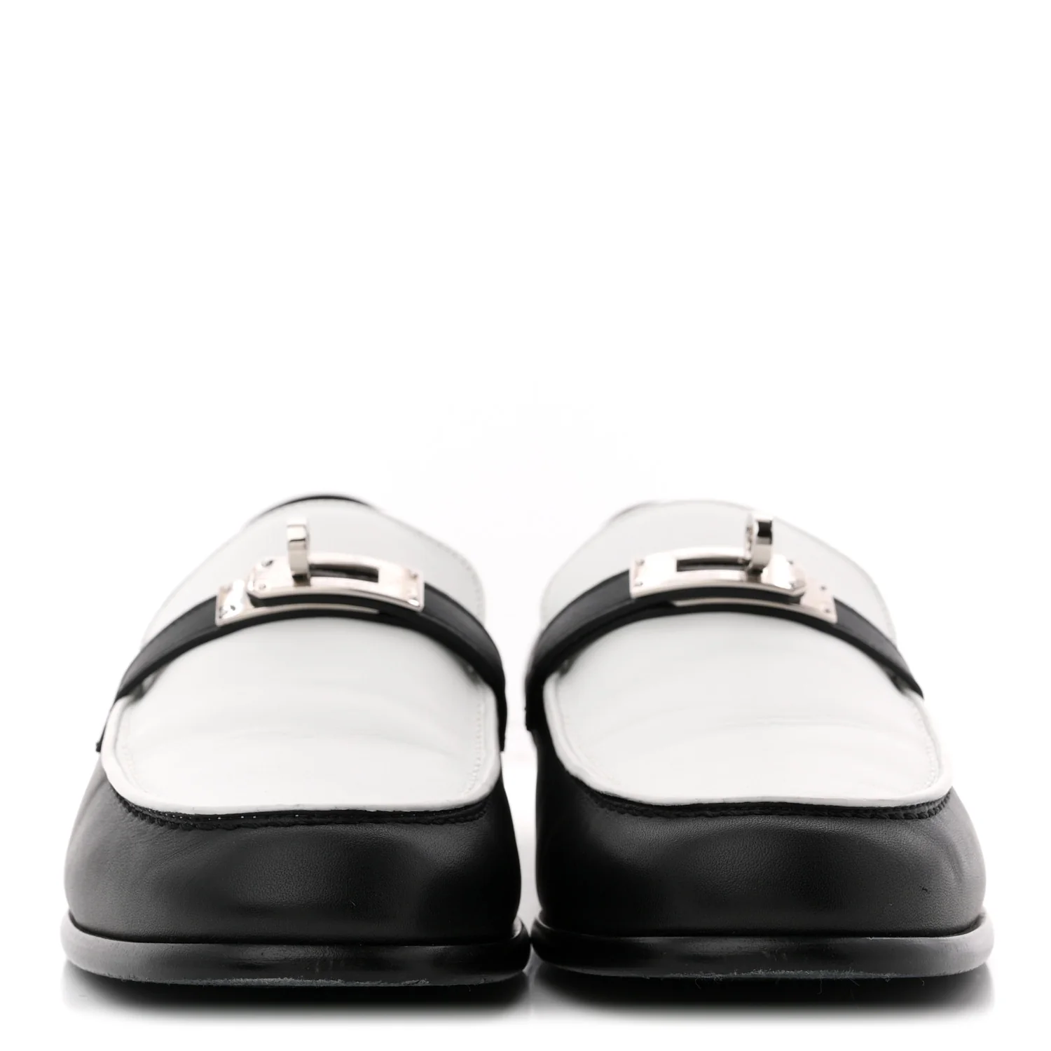 Calfskin Womens Destin Loafers 39.5 Black White - Image 3