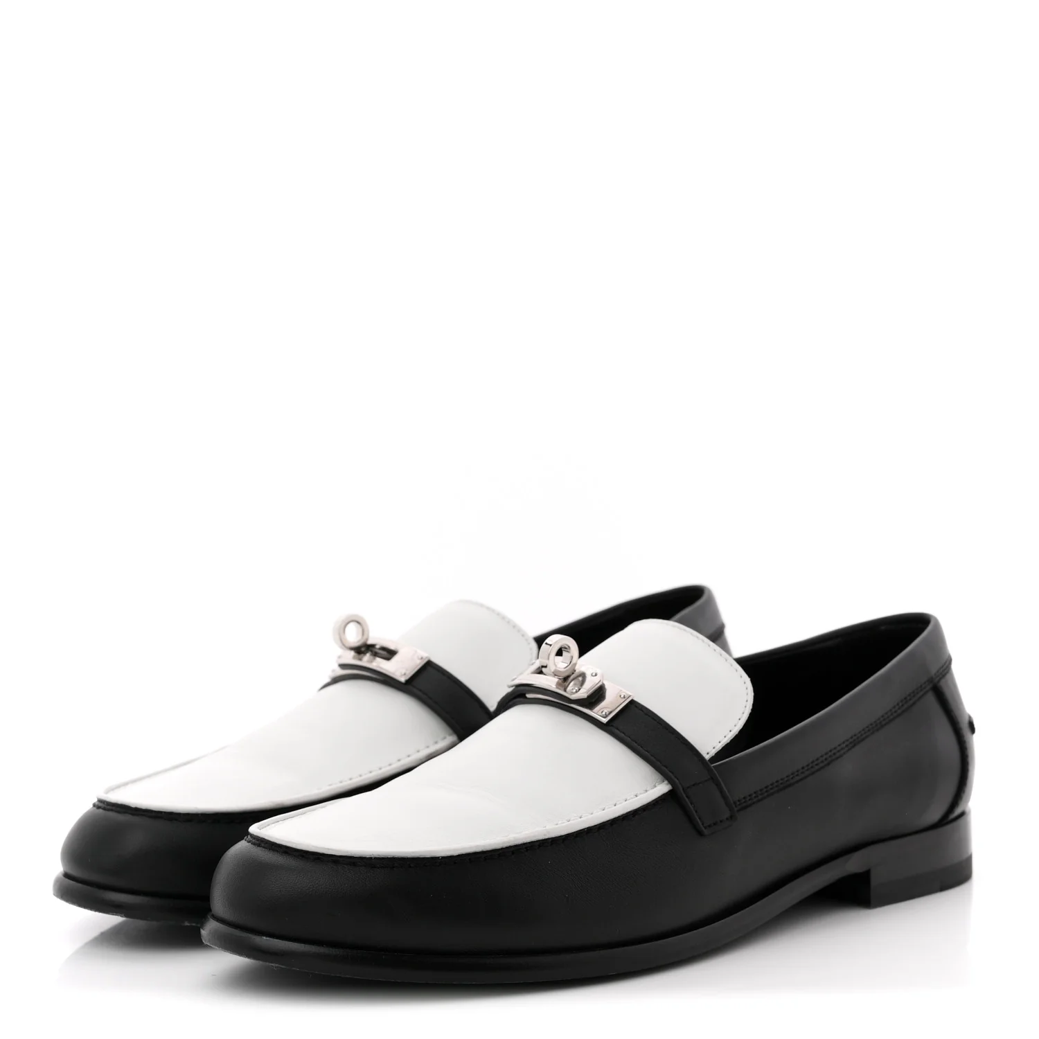 Calfskin Womens Destin Loafers 39.5 Black White - Image 4