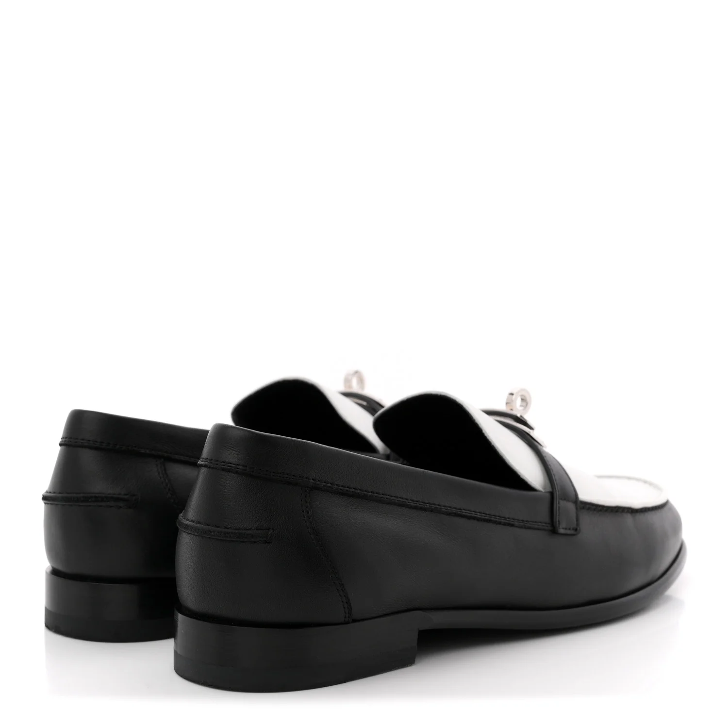 Calfskin Womens Destin Loafers 39.5 Black White - Image 5