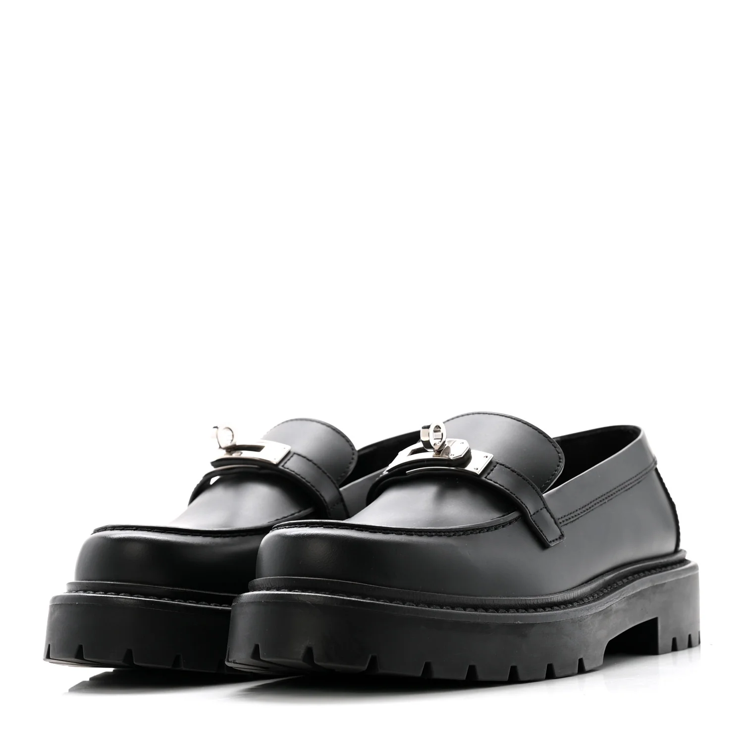 Calfskin Womens Icone Loafers 36 Black - Image 4