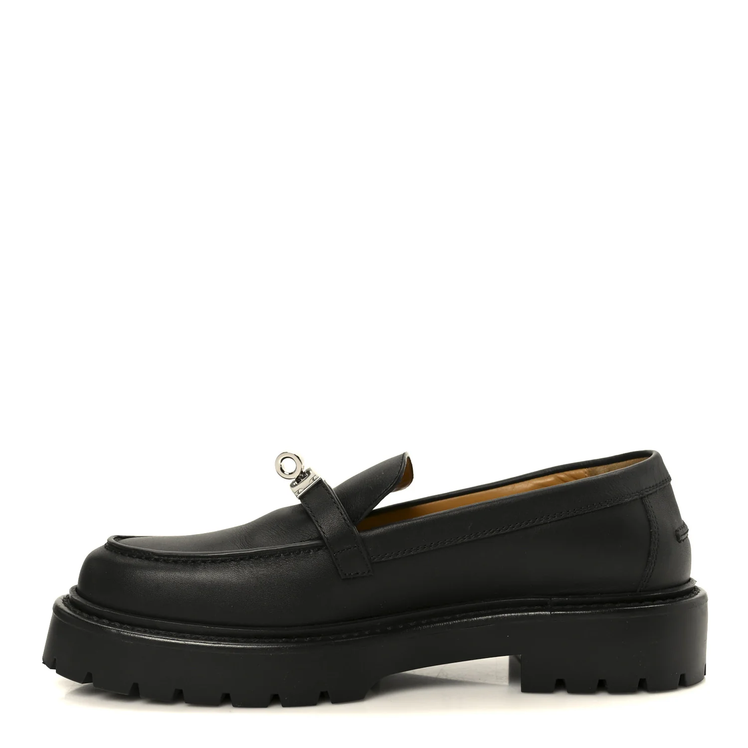 Calfskin Womens Icone Loafers 37 Black