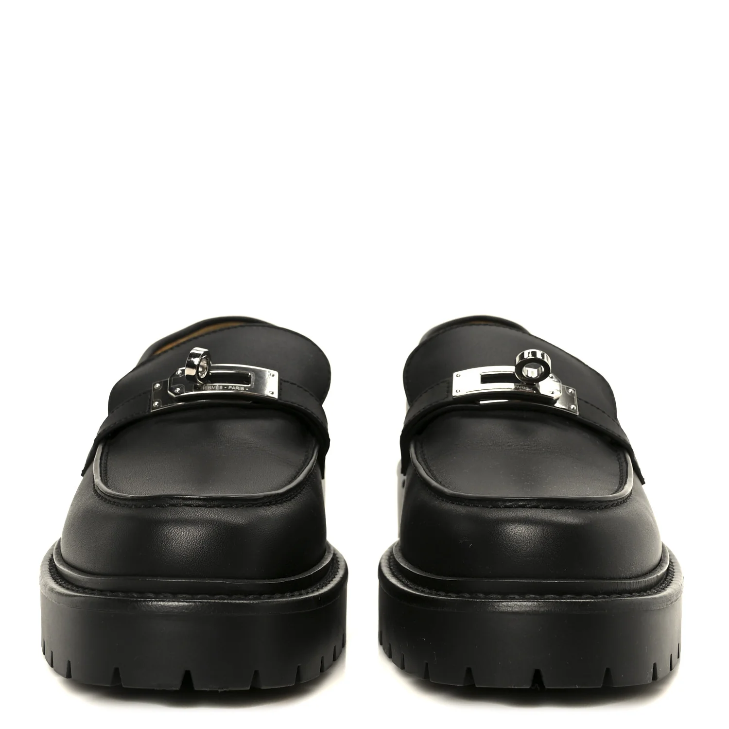 Calfskin Womens Icone Loafers 37 Black - Image 3