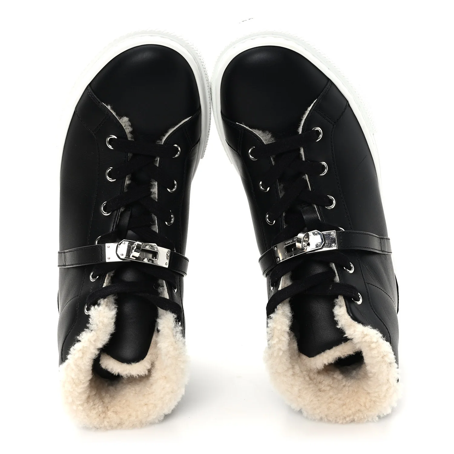 Calfskin Woolskin Daydream Sneakers 39 Black Ecru - Image 2