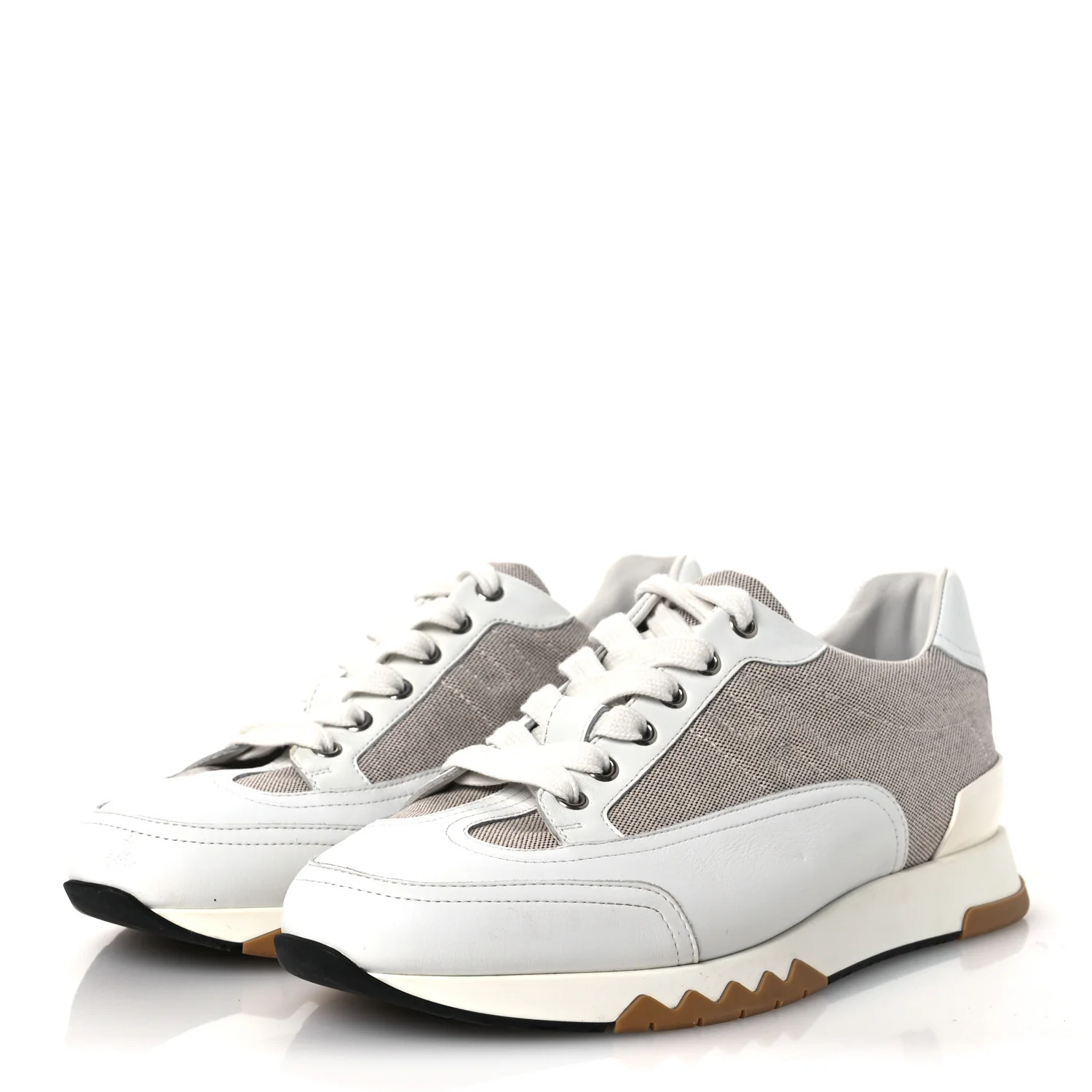 Canvas Calfskin Mens Trail Sneakers 41.5 Prunoir White - Image 4
