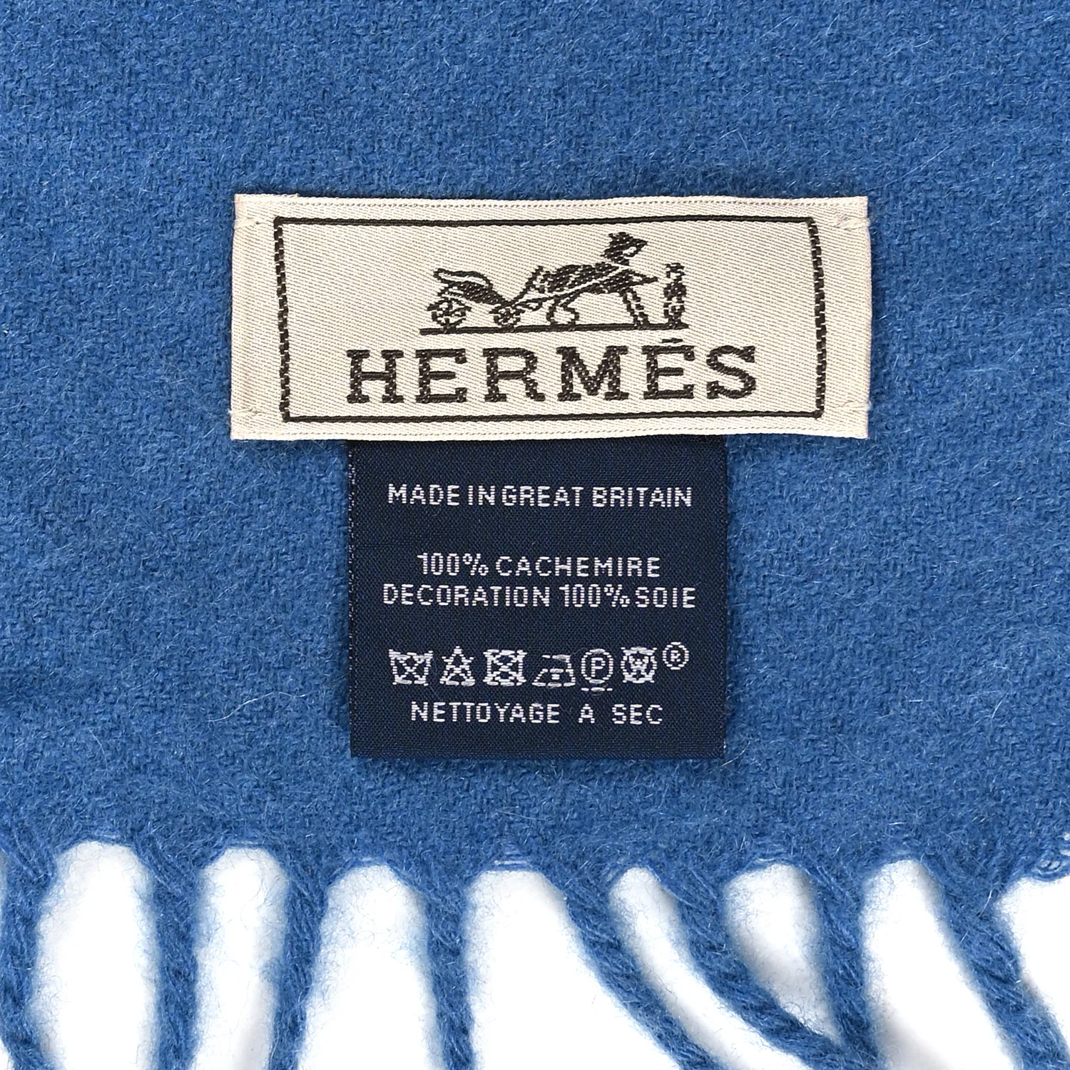 Cashmere Badges Soie Scarf Bleu Horizon - Image 3
