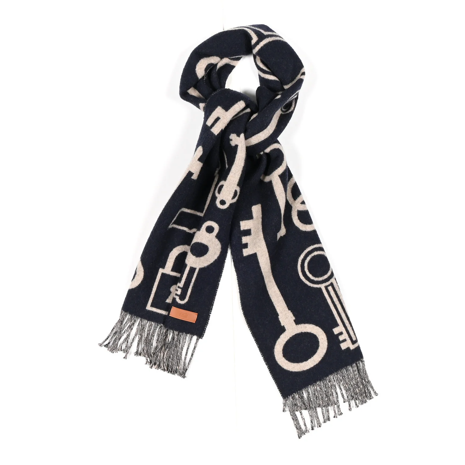 Cashmere Casaque Porte-Clefs Muffler Marine Beige Chine