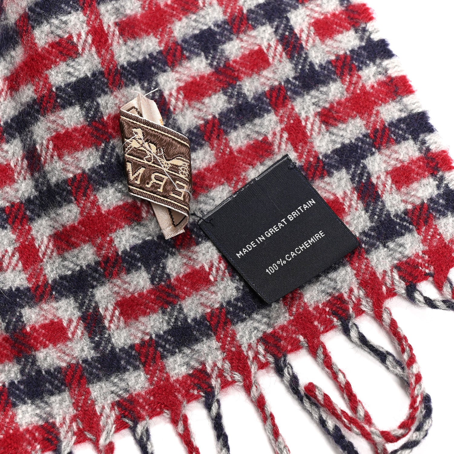 Cashmere H Ecossais Muffler Marine Bordeaux Gris Clair - Image 4