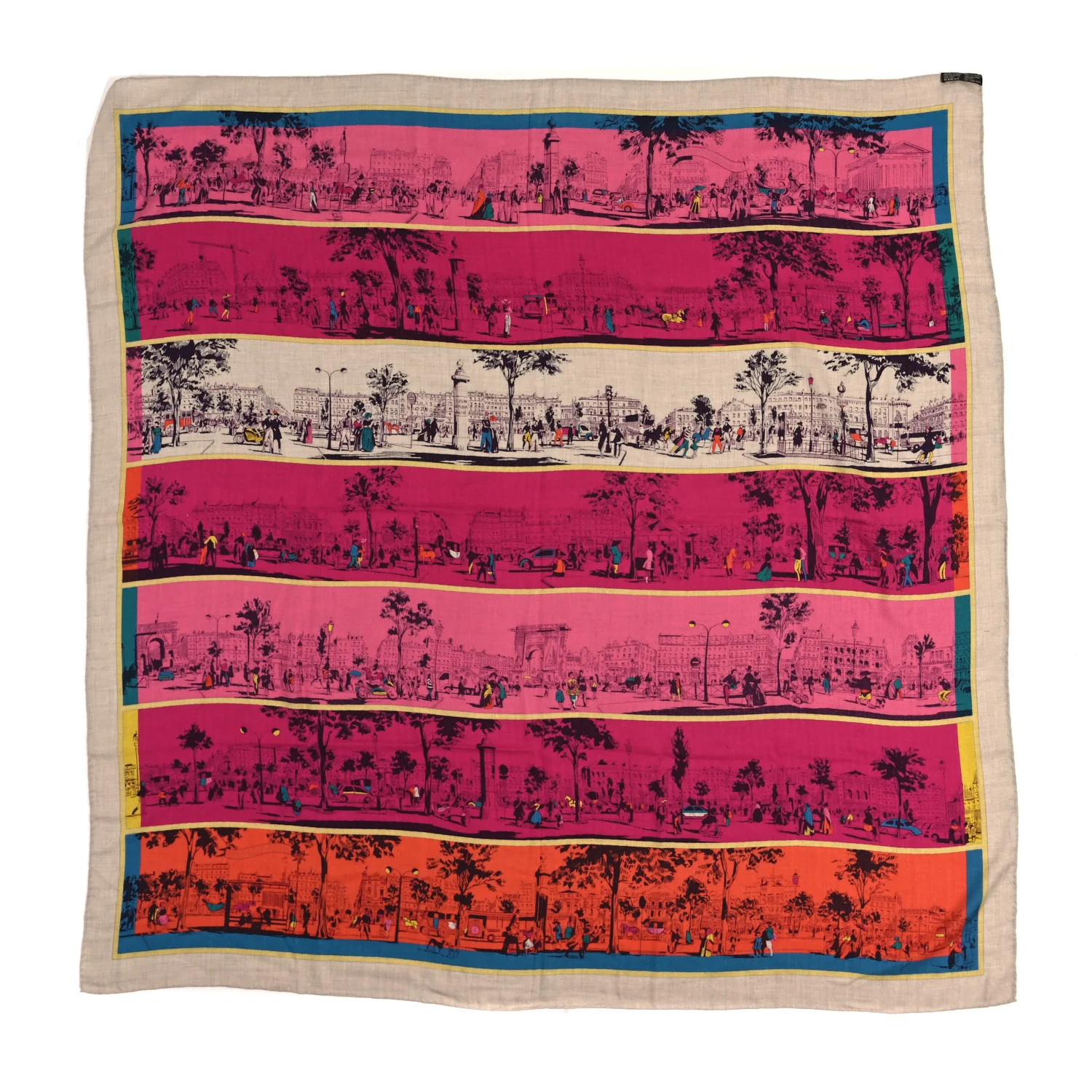 Cashmere Silk A L'Ombre des Boulevards Shawl 140 Naturel Rose Orange