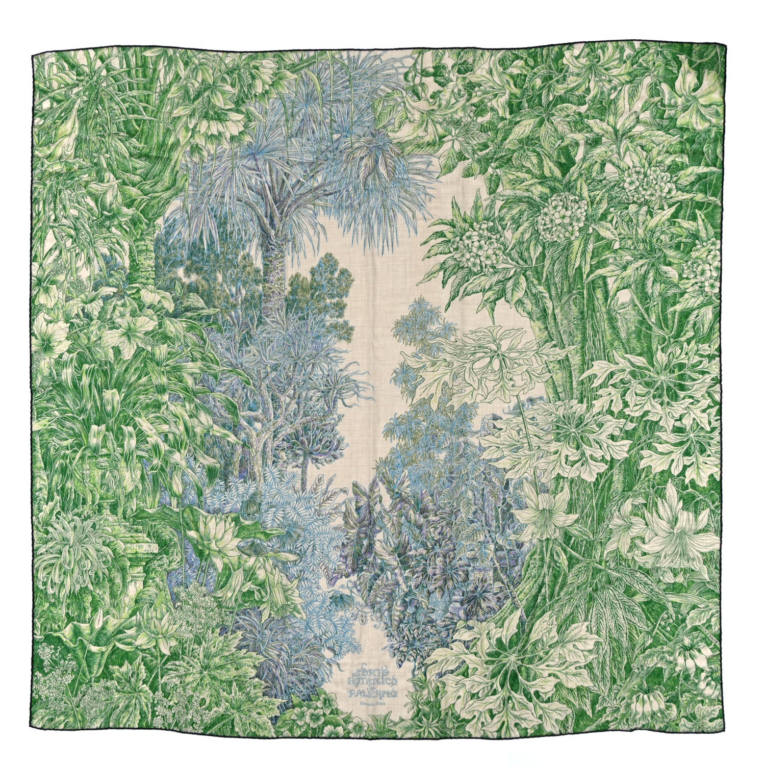 Cashmere Silk All 'Orto Botanico Di Palermo Shawl 140 Vert Vif Naturel Bleu