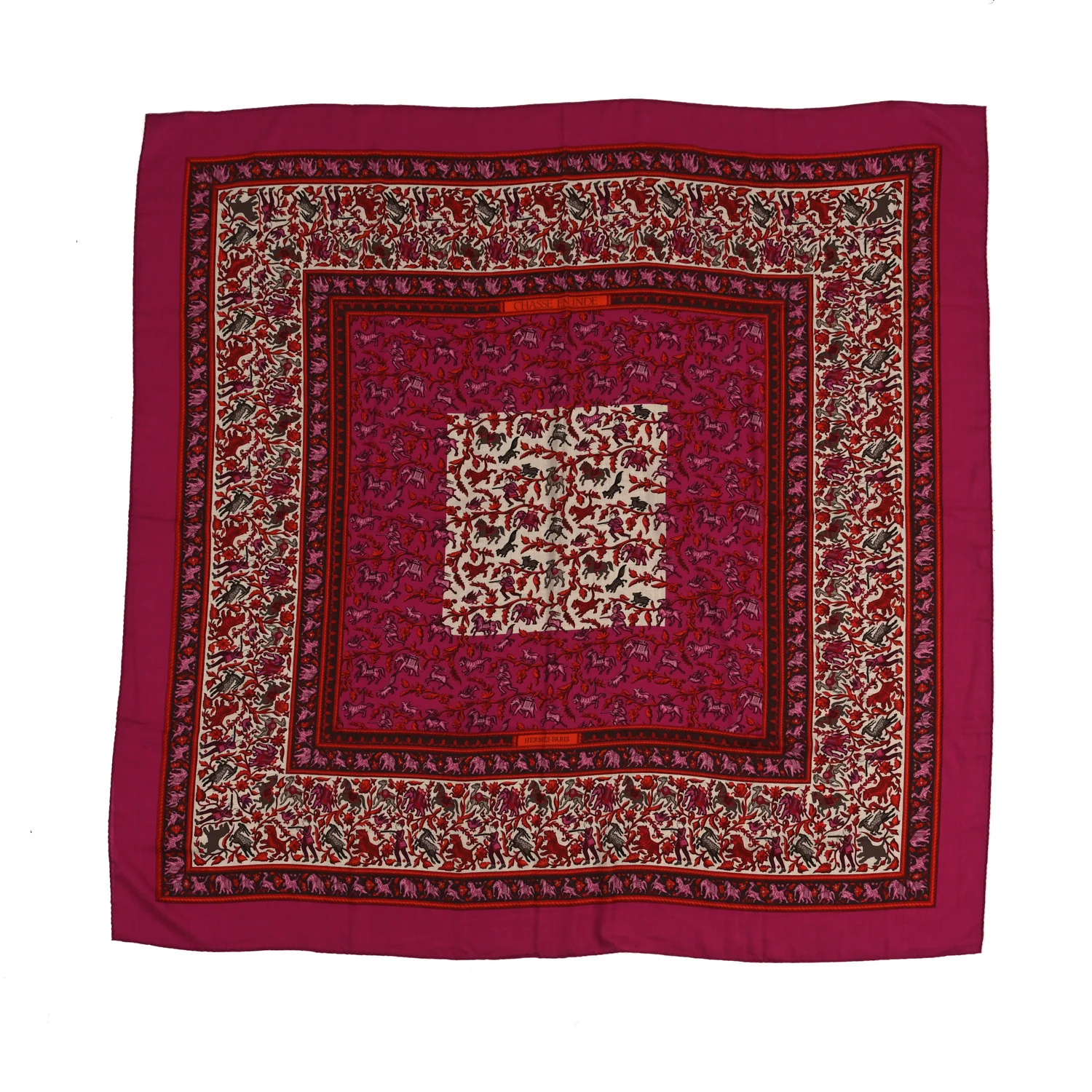 Cashmere Silk Chasse En Inde Shawl 140