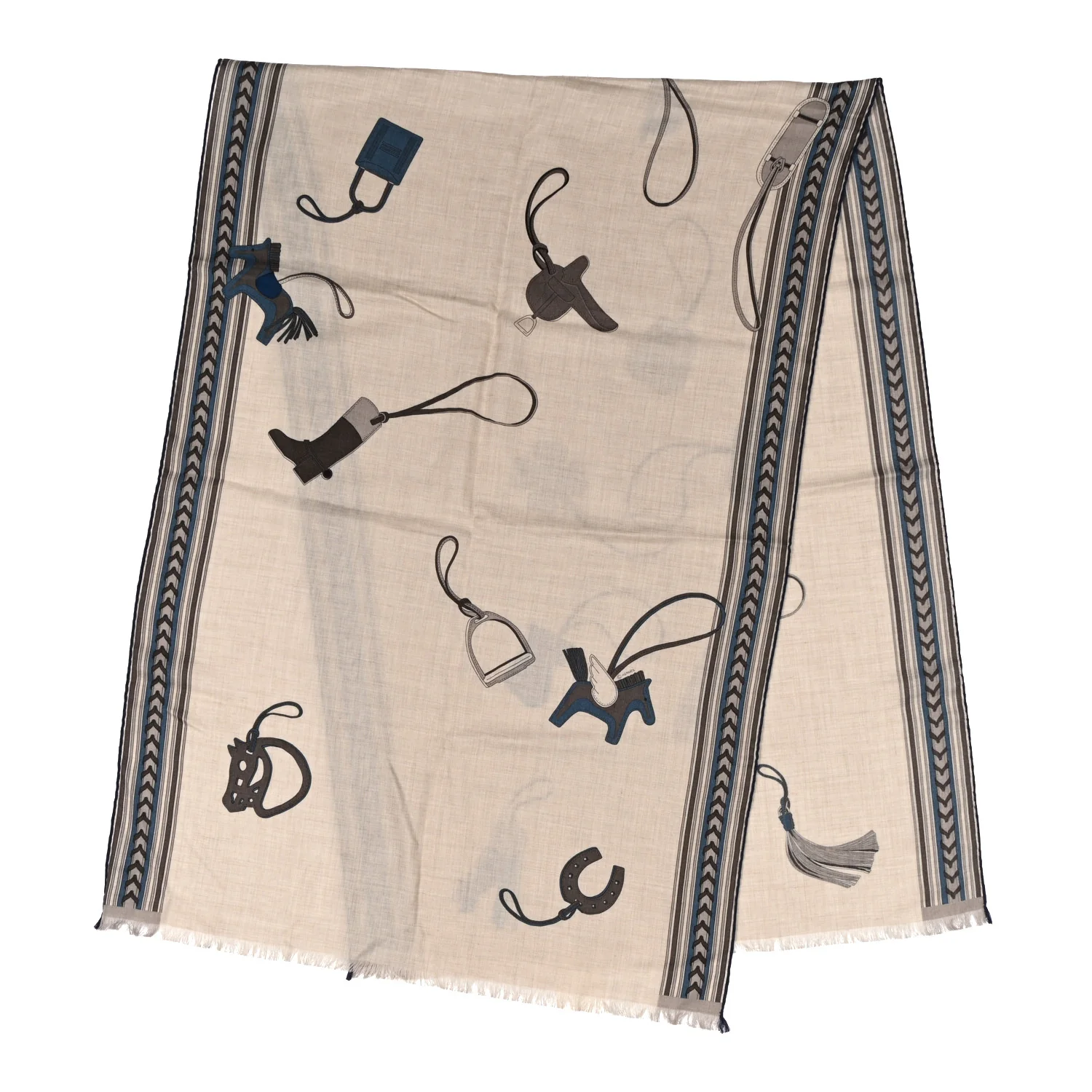 Cashmere Silk Et Gris Gris Rectangle Scarf Naturel Taupe Beige - Image 2